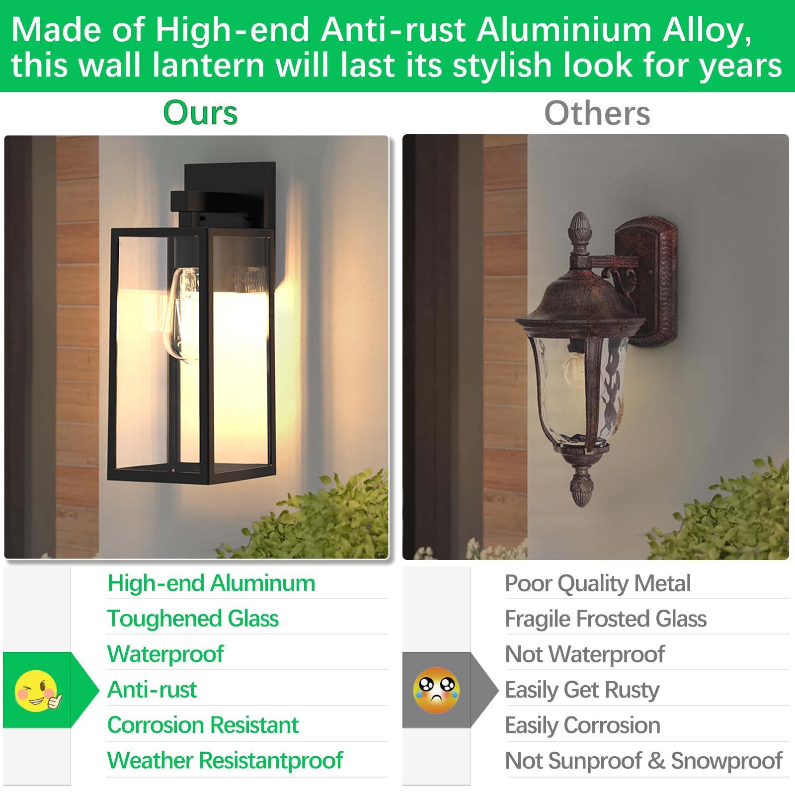 Maxvolador Outdoor Wall Lantern, Extra Large Exterior Waterproof Wall Sconce Light Fixture, Black Anti-Rust Wall Mount Lighting,