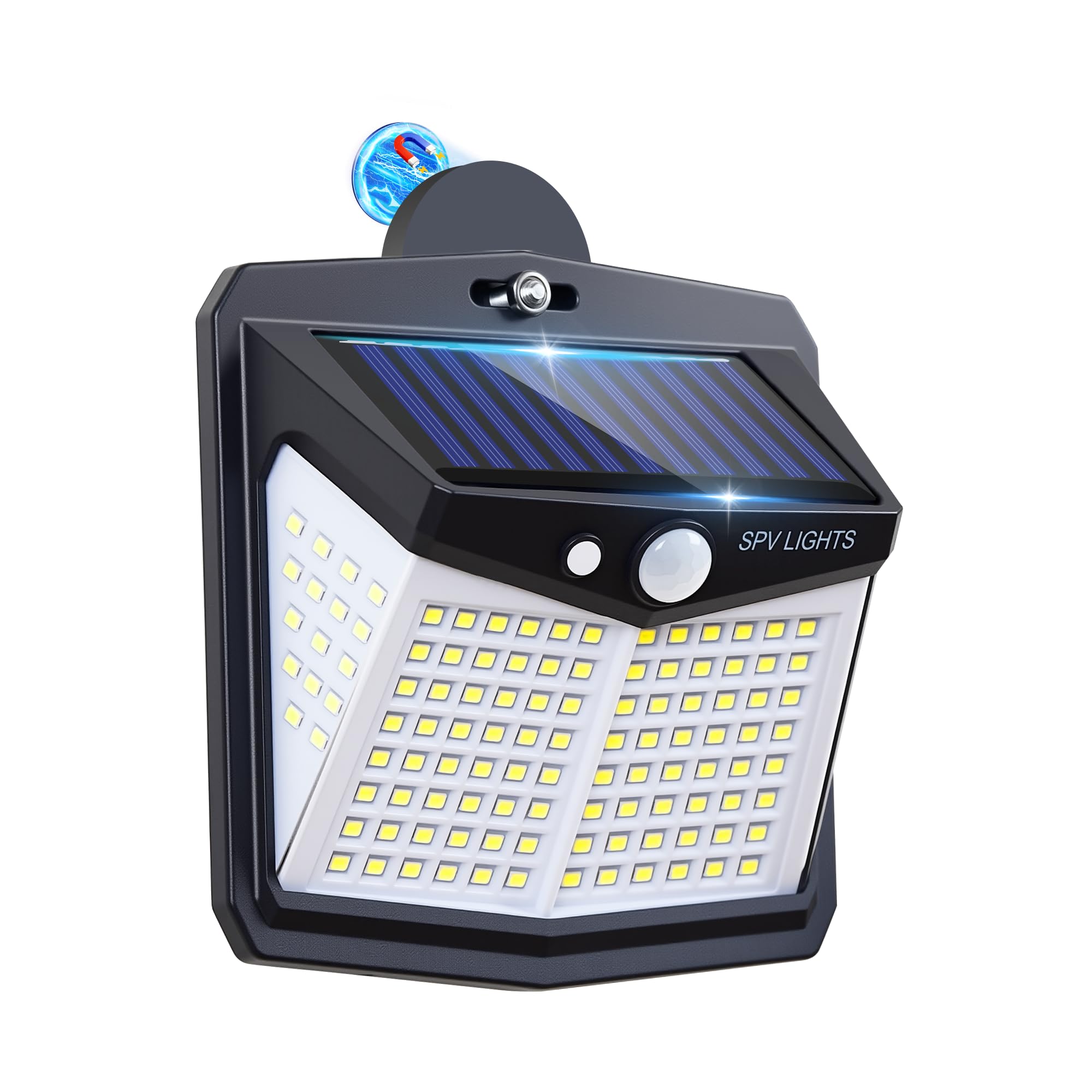 LIFENGSOLER 128LED Magnetic Solar Lights Outdoor, Bright Motion Sensor Outdoor Lights with Strong Magnets, Ip65 Waterproof Solar