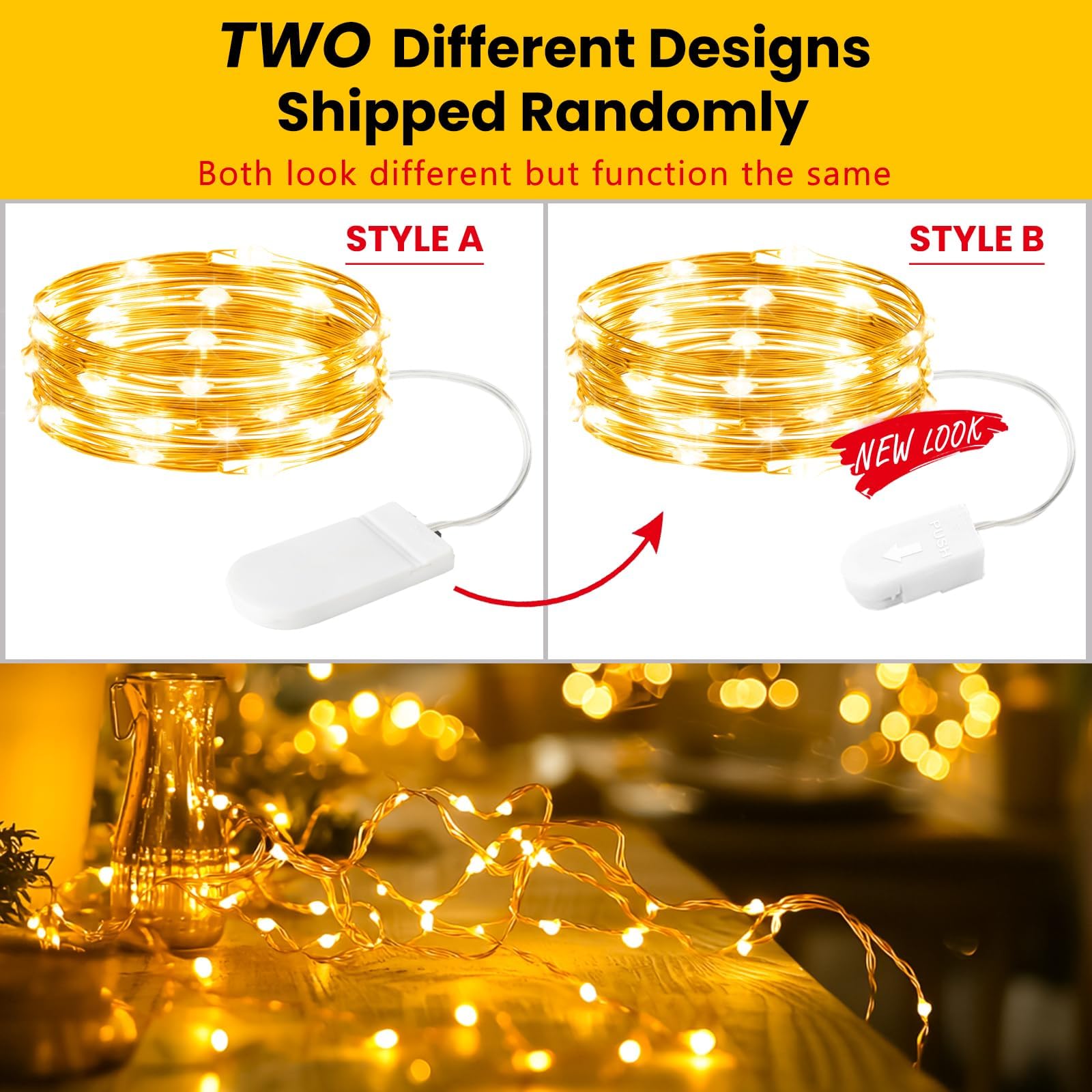 HXWEIYE LED Fairy Lights 12 Pack, 7ft 20LED Warm White, Battery Operated, Waterproof for Indoor Outdoor Use