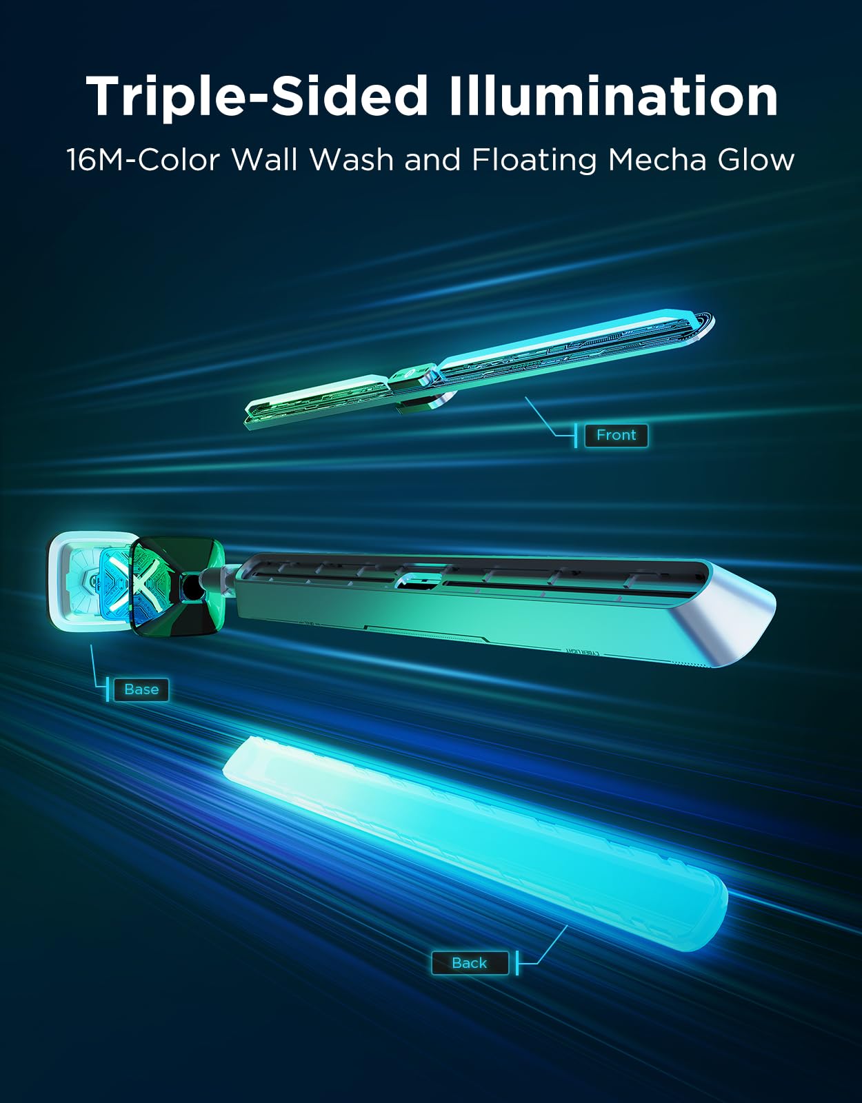 Govee Gaming Light Bars Pro - 16" Smart RGBIC LED Lights, Wi-Fi, Music Sync, Works with Alexa/Google Home, Gray, Model H6048