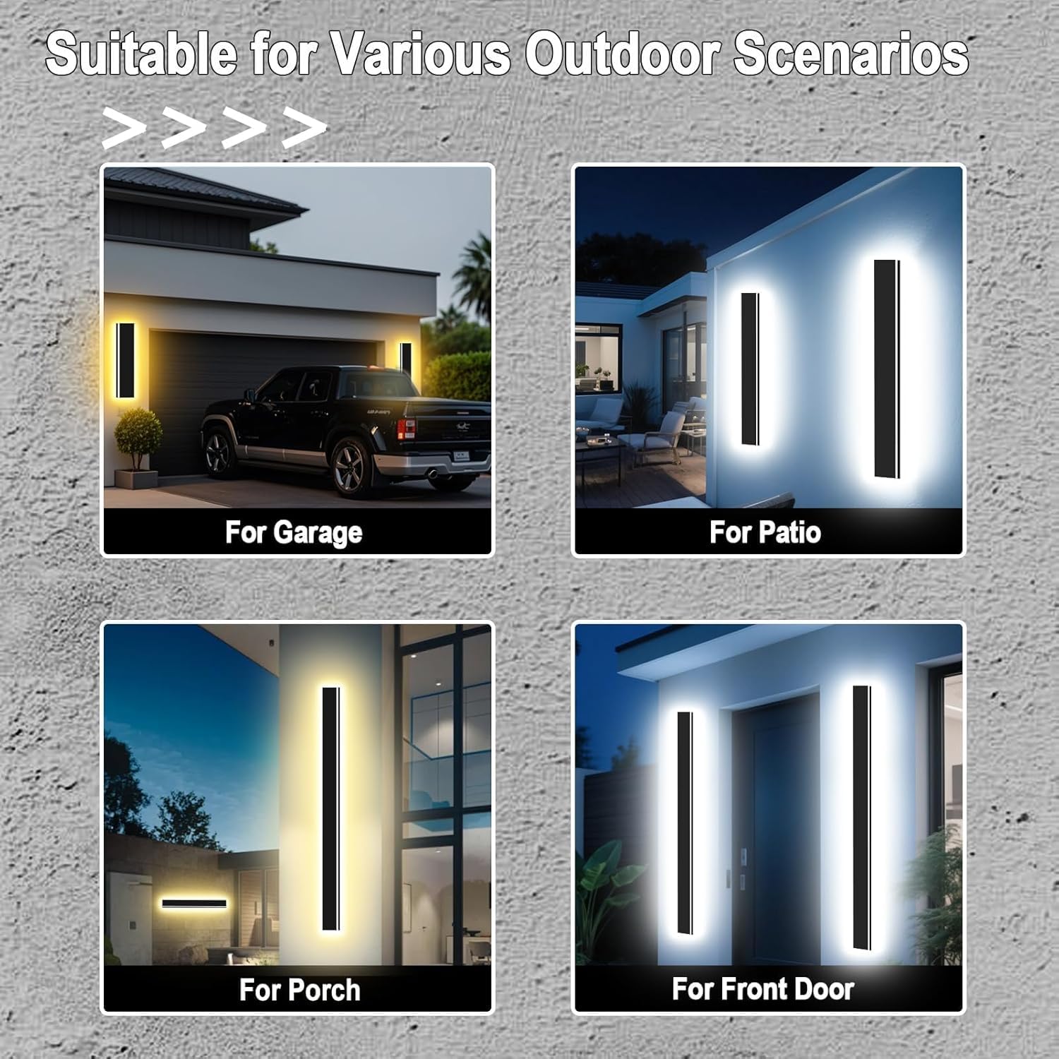 Picico 39In Modern Outdoor Lights 4.33 Inch Wide Ip65 Waterproof Long Exterior Light Fixtures Wall Mount Dimmable Linear Outdoor Led Wall Sconce Outside Lighting For Garage Front Door