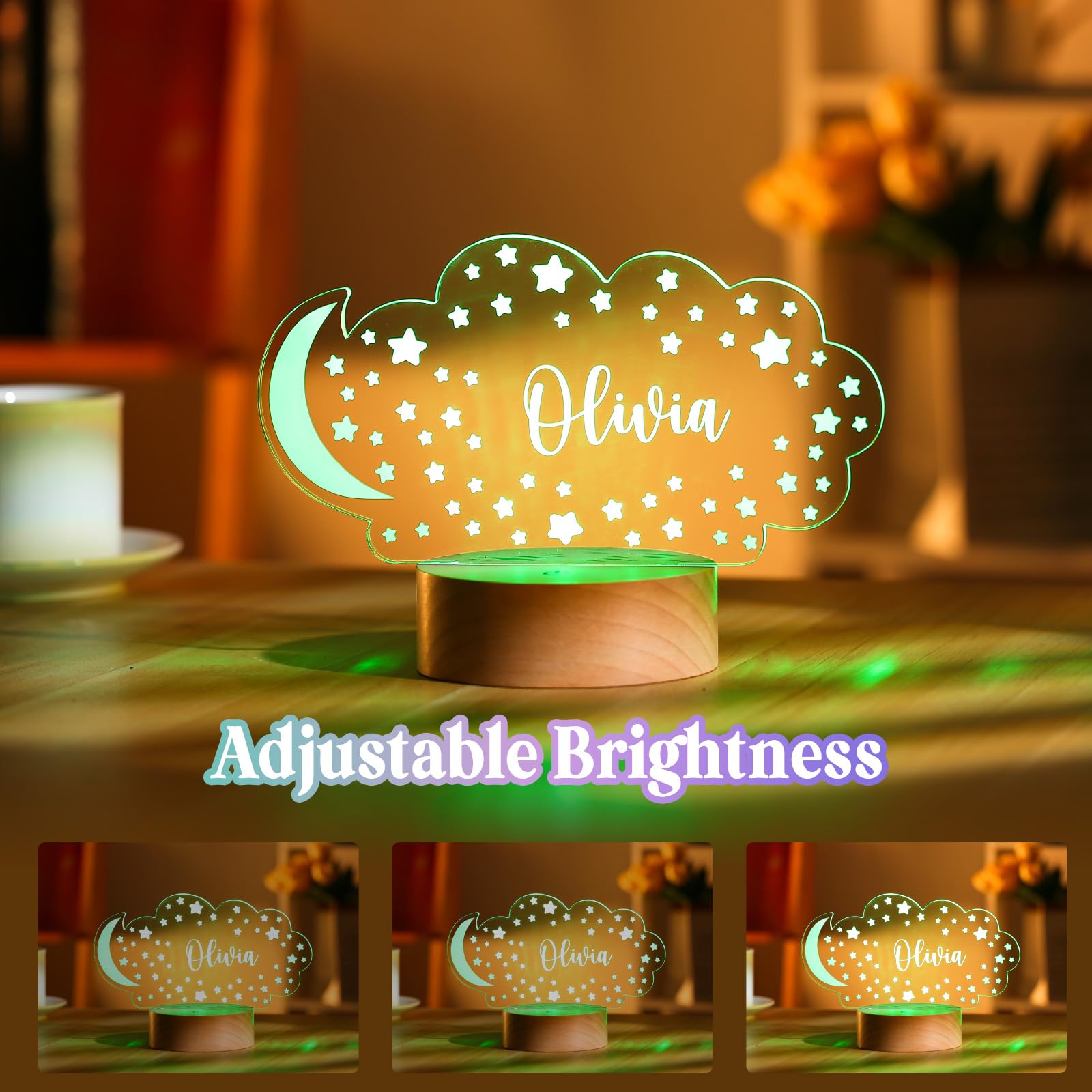 Burst Bird Personalized Baby Night Light with Remote - Stars & Cloud Model