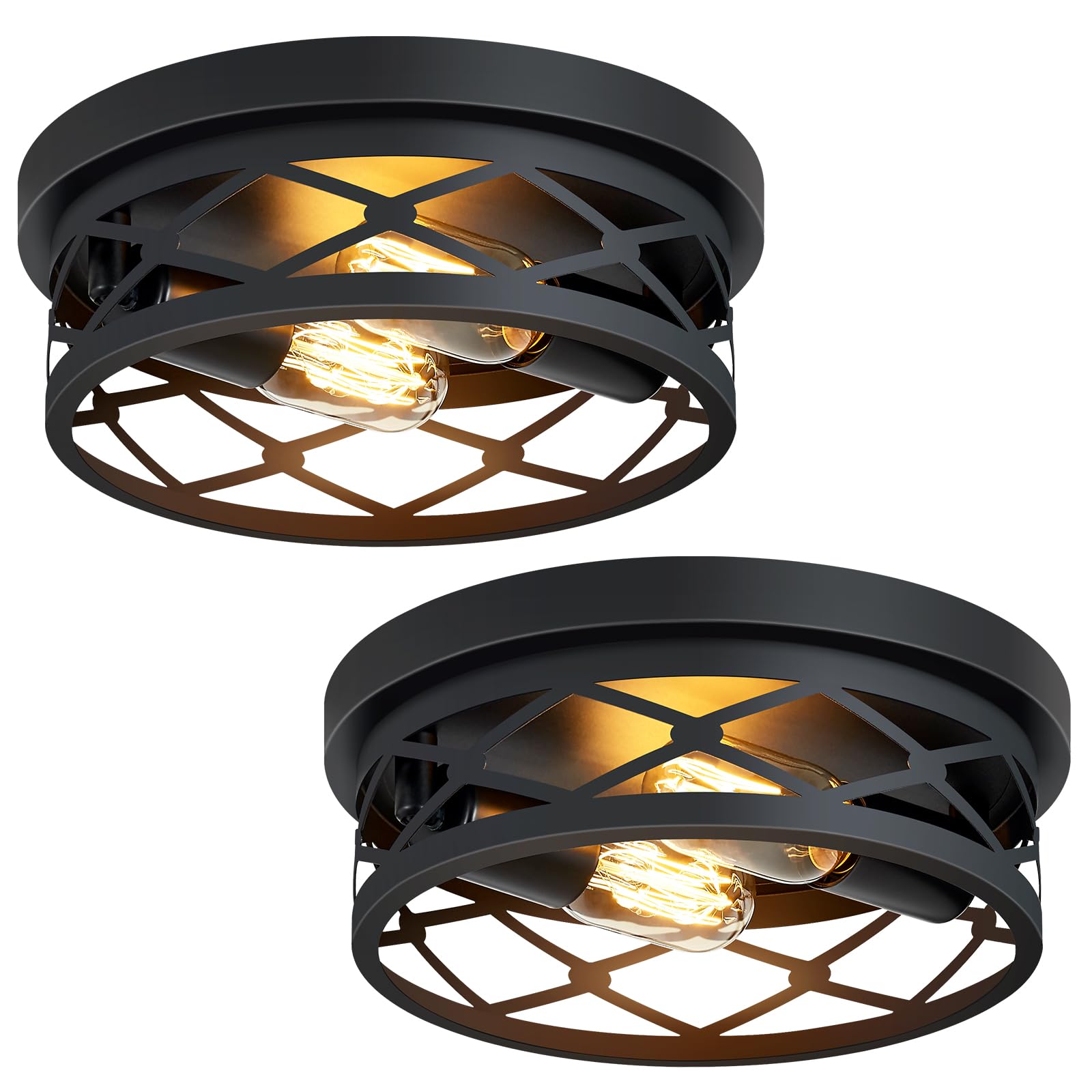 SKEJAO Flush Mount Ceiling Light Fixture for Hallway,2-Light Black Hallway Light Fixtures Ceiling,Light Fixtures Ceiling Mount f