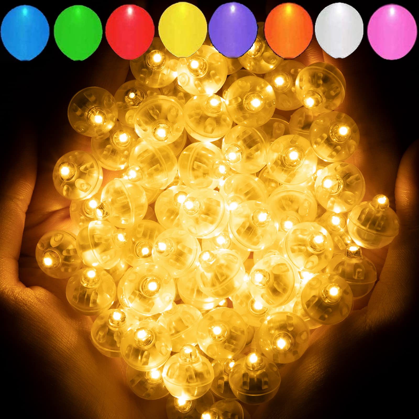 Aogist 50pcs Warm White Balloon Lights,Long Standby Time Waterproof Mini Light,Battery Powered,Round LED Ball Lamp for Latex Balloon Paper Lantern Party Wedding Festival Christmas Halloween Decorative