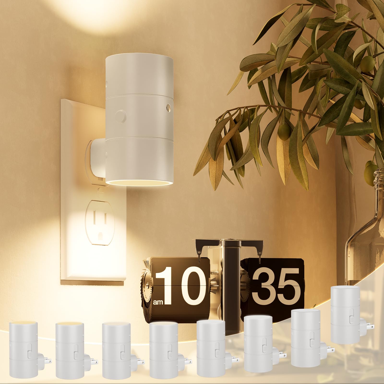 Niorsun Dusk To Dawn Night Light Plug In,Bright Night Lights Plug Into Wall With 3 Light Modes,Ultra-Slim Design,0-100Lm Dimmabl