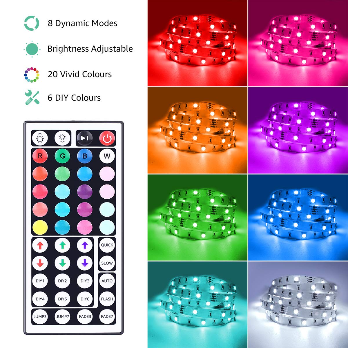 Lepro LED Strip Lights, 32.8ft RGB, 300 LEDs, 12V Power Supply, Flexible Color Changing, Model 410084-RGB-US-NF-a