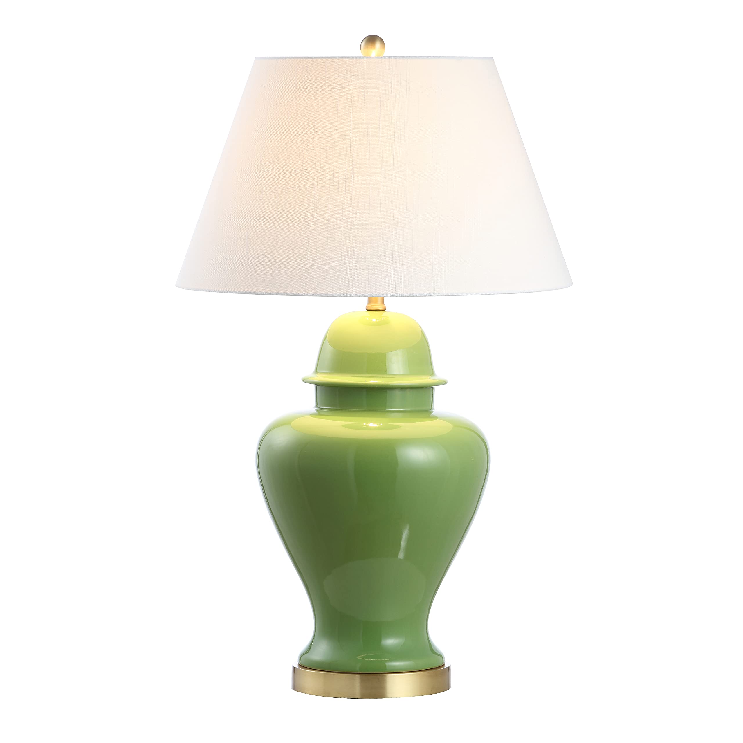 JONATHAN Y 33 Teal Modern Ceramic Ginger Jar Table Lamp for Living Room, Traditional Bedside Lamp for Bedroom Entryway, White Li