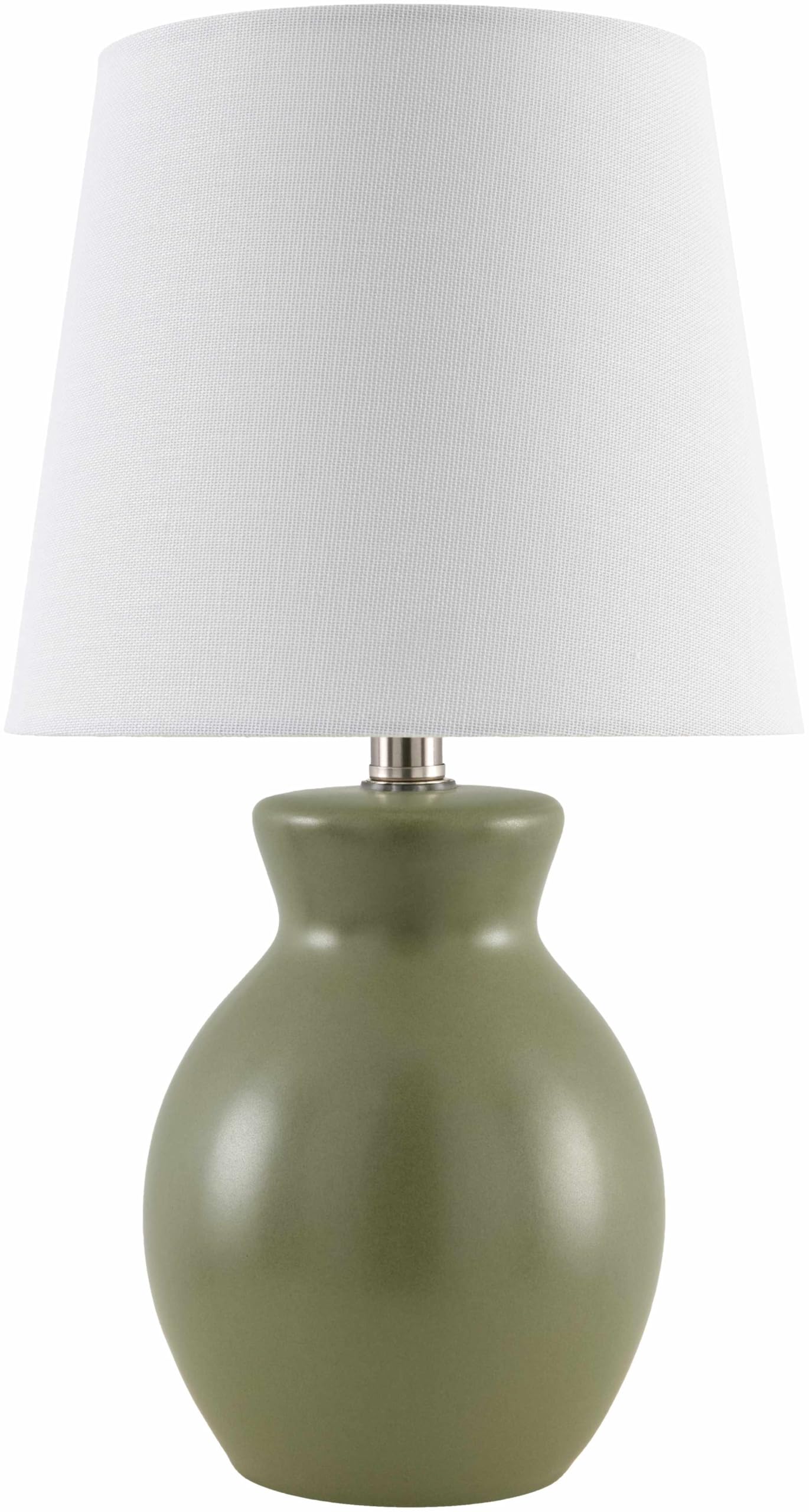 BoutiqueRugs Ceramic Bedside Table Lamp, 15inH, Green/White, Shade Cotton, Model SPXZVB5, Boho Style for Bedroom and Living Room