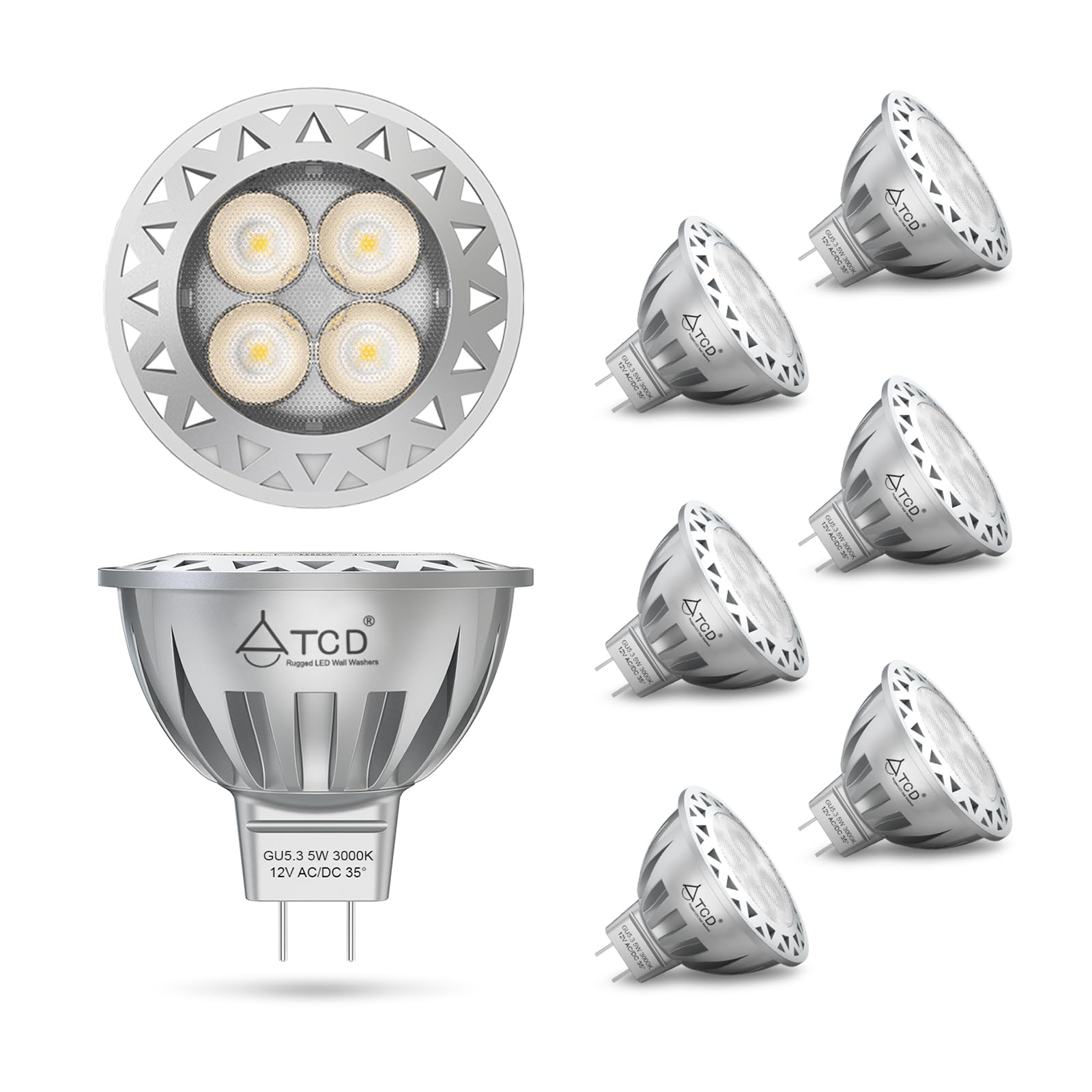 Mr16 Led Bulbs, 5W (35-Watt Equivalent) 3000K Warm White Light Bulb 425Lm Gu5.3 Bi-Pin Base, 12V Low Voltage Mr16 Bulb For Indoo
