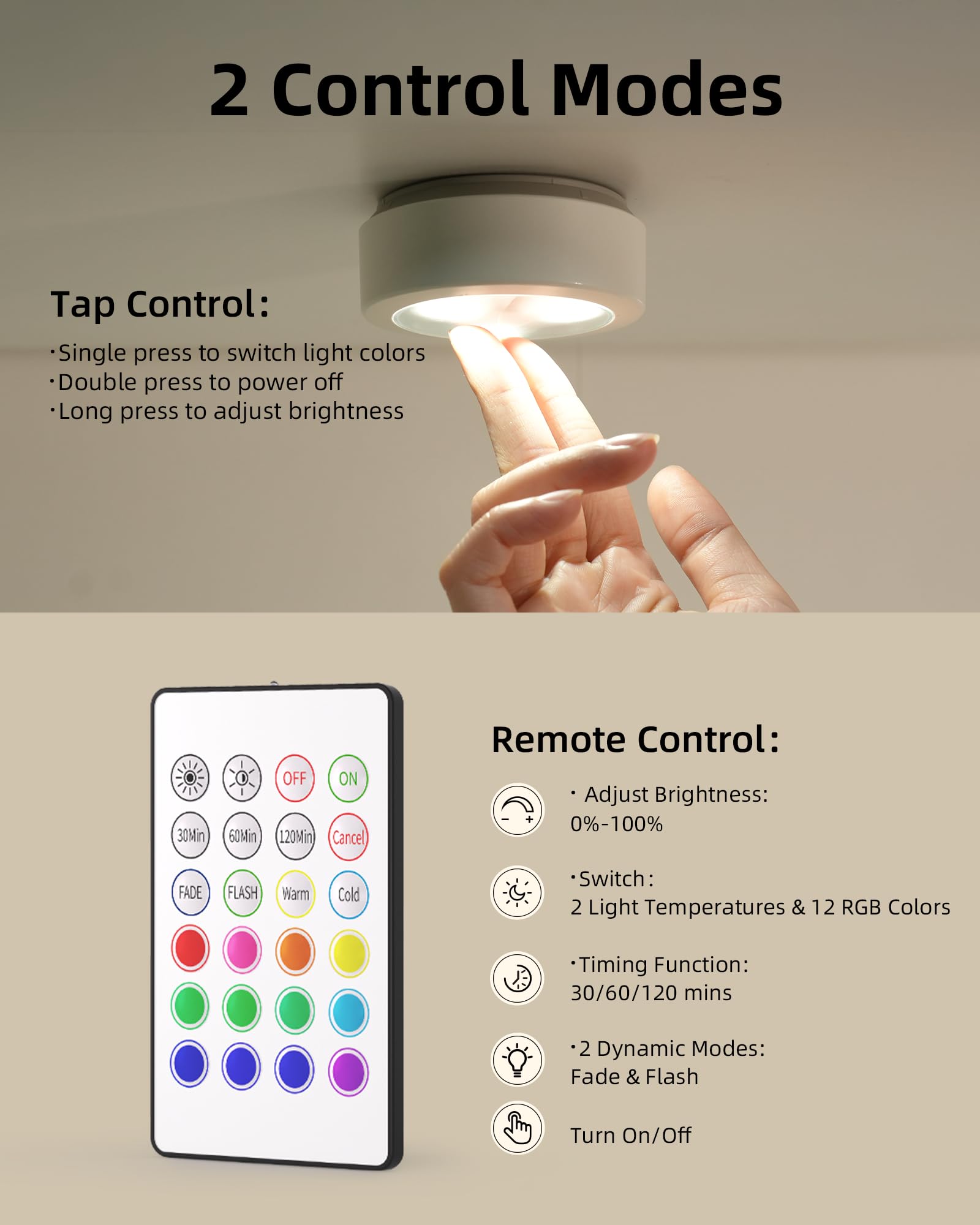 Ezvalo Puck Lights With Remote, 14 Colors Rgb, Led Under Cabinet Lighting (6 Pcs)