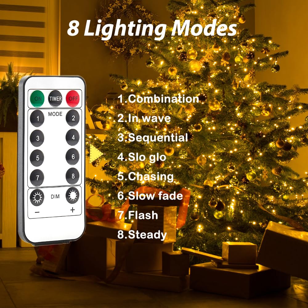Pcores Fairy Lights 164Ft Warm White 500 Leds, Waterproof, Remote Controlled, Indoor/Outdoor Use, Model Ds-Sl-600-Ctr
