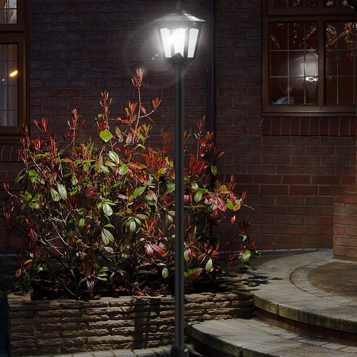 67" Solar Lamp Post Lights Outdoor 50 Lumens, Solar Powered Vintage Street Lights For Garden, Lawn, Pathway, Driveway, Front/Back Door(Planter Not Included)