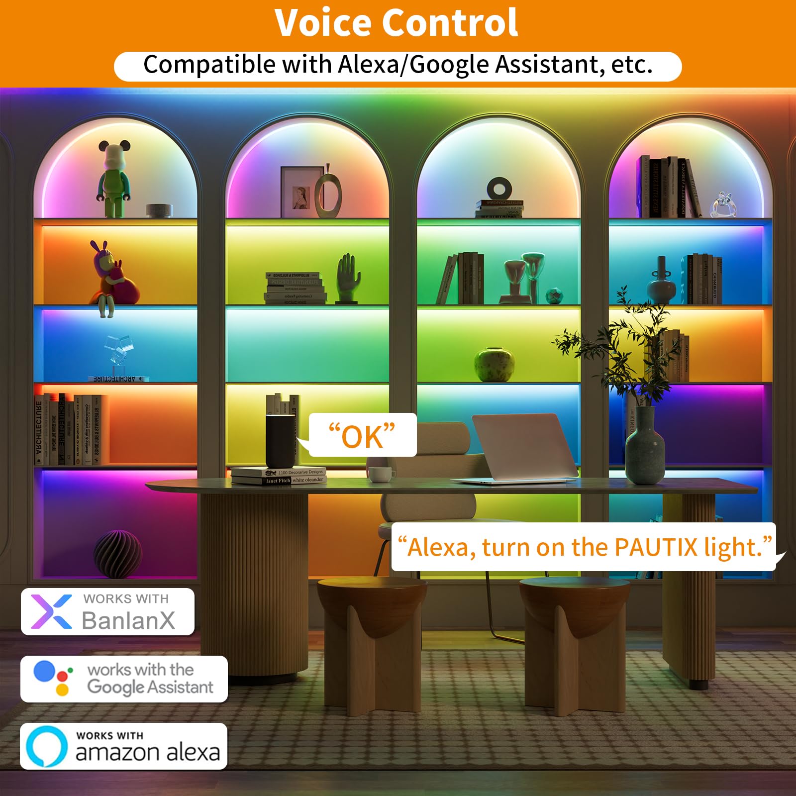 Pautix Rgb Smart Ic Cob Led Strip Lights,6.56Ft/2M Addressable Ul-Listed 24V Chasing Color Flexible Tape Light Multicolor,Work W