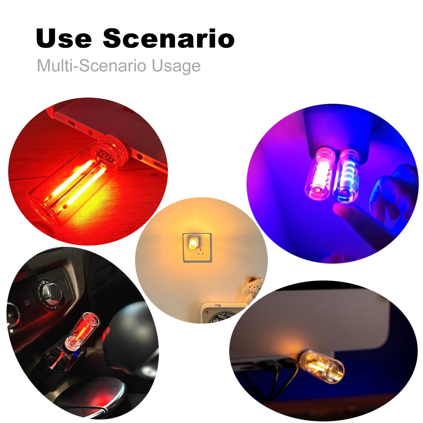 Dozyix Car USB Night Light, Touch Dimmable Glass Bulb, Mini LED, 901 Size, Pink