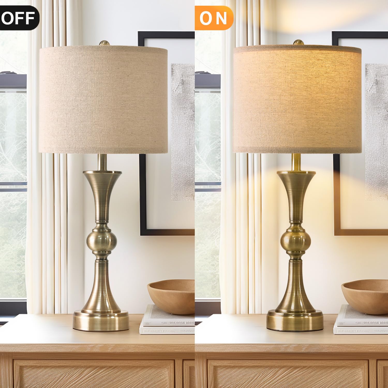 Oyears 28'' Table Lamps For Living Room Set Of 2, Bedside Lamps For Night Stands Bedroom Lamps Farmhouse Lamp End Table Bed Side