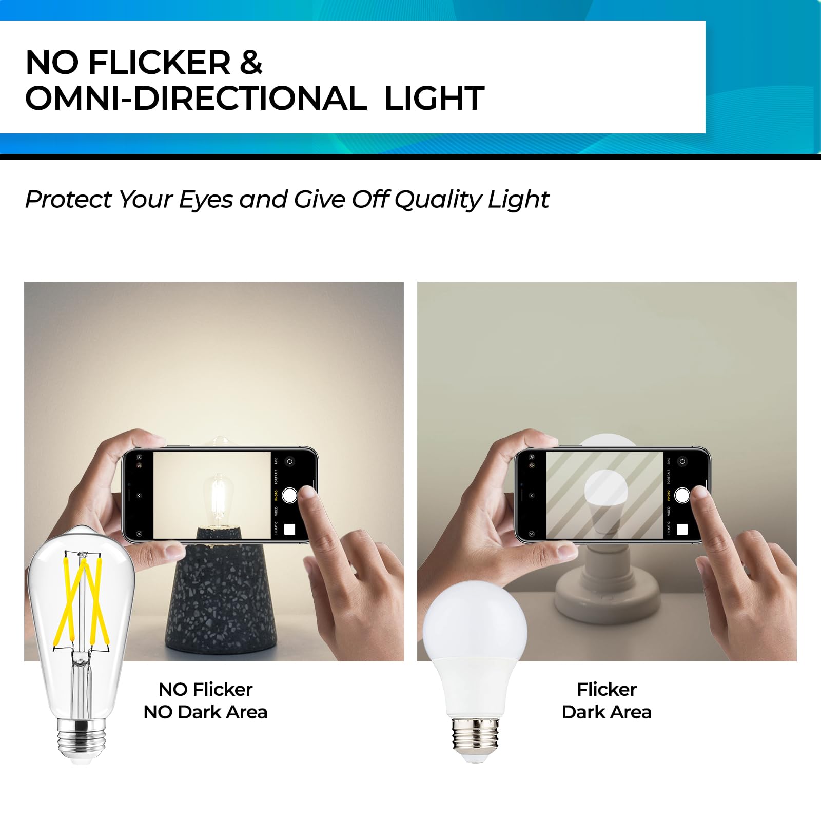 Hizashi Edison Bulbs Dimmable Vintage E26 LED 6W 4000K Neutral White Pack of 4, Clear Glass, UL Listed, 95+ CRI