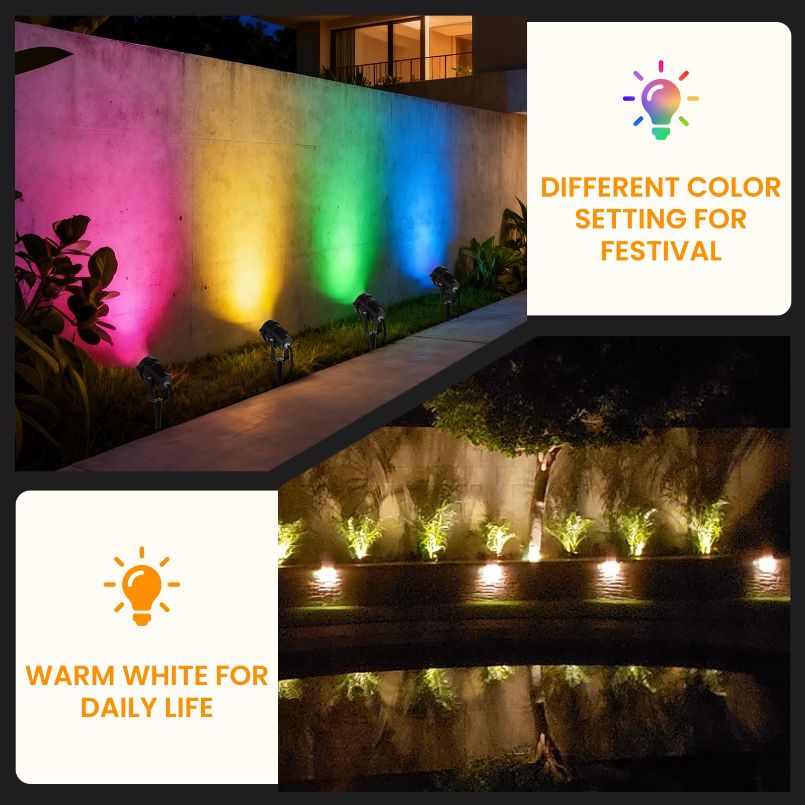Rgbw Christmas Spotlight Outdoor: 16 Color Changing Landscape Lighting ...