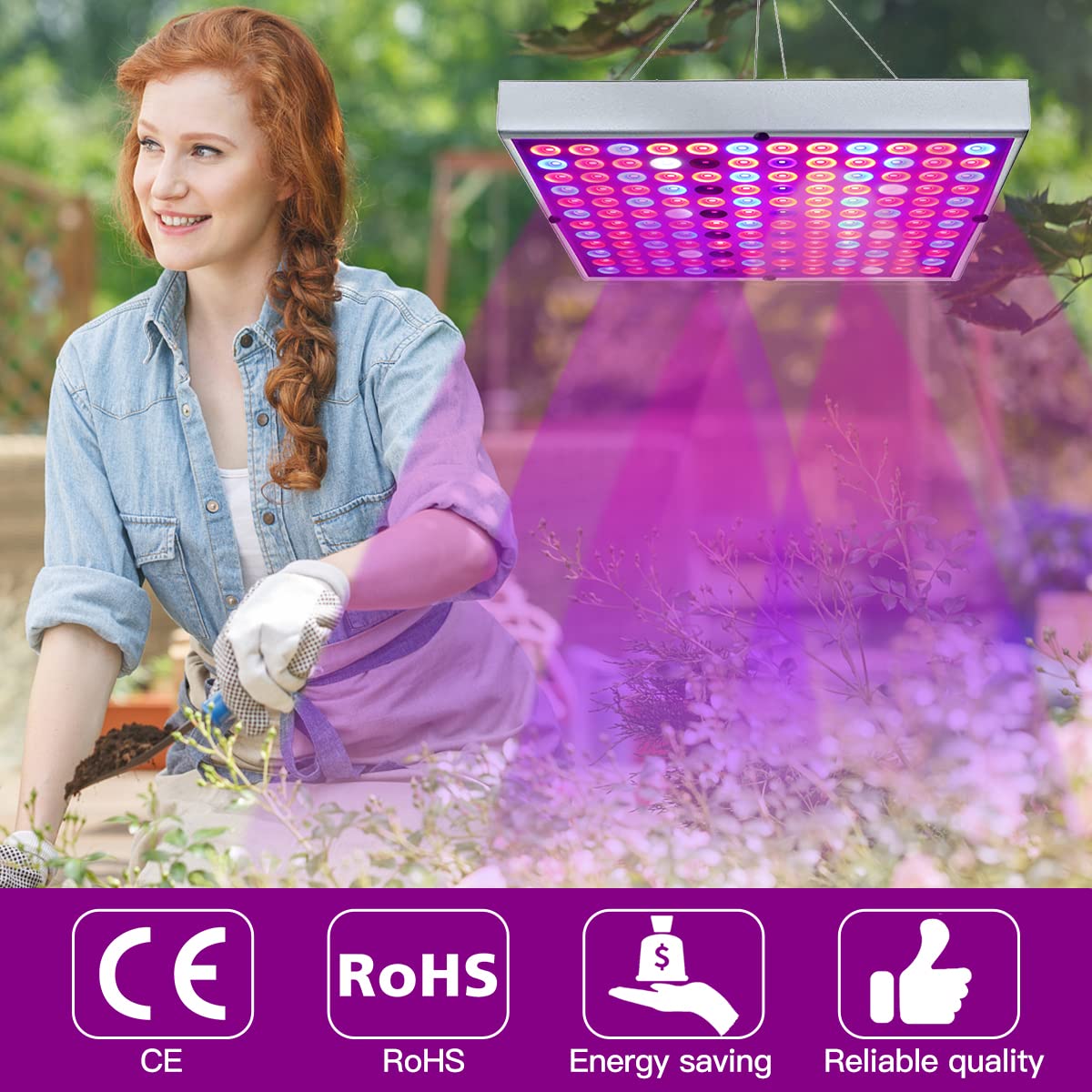 Juhefa Led Grow Lights, Full Spectrum Grow Lamp With Ir & Uv Led Plant Lights For Indoor Plants,Micro Greens, Clones, Succulents, Seedlings, Panel Size 9.9X9.9 Inch