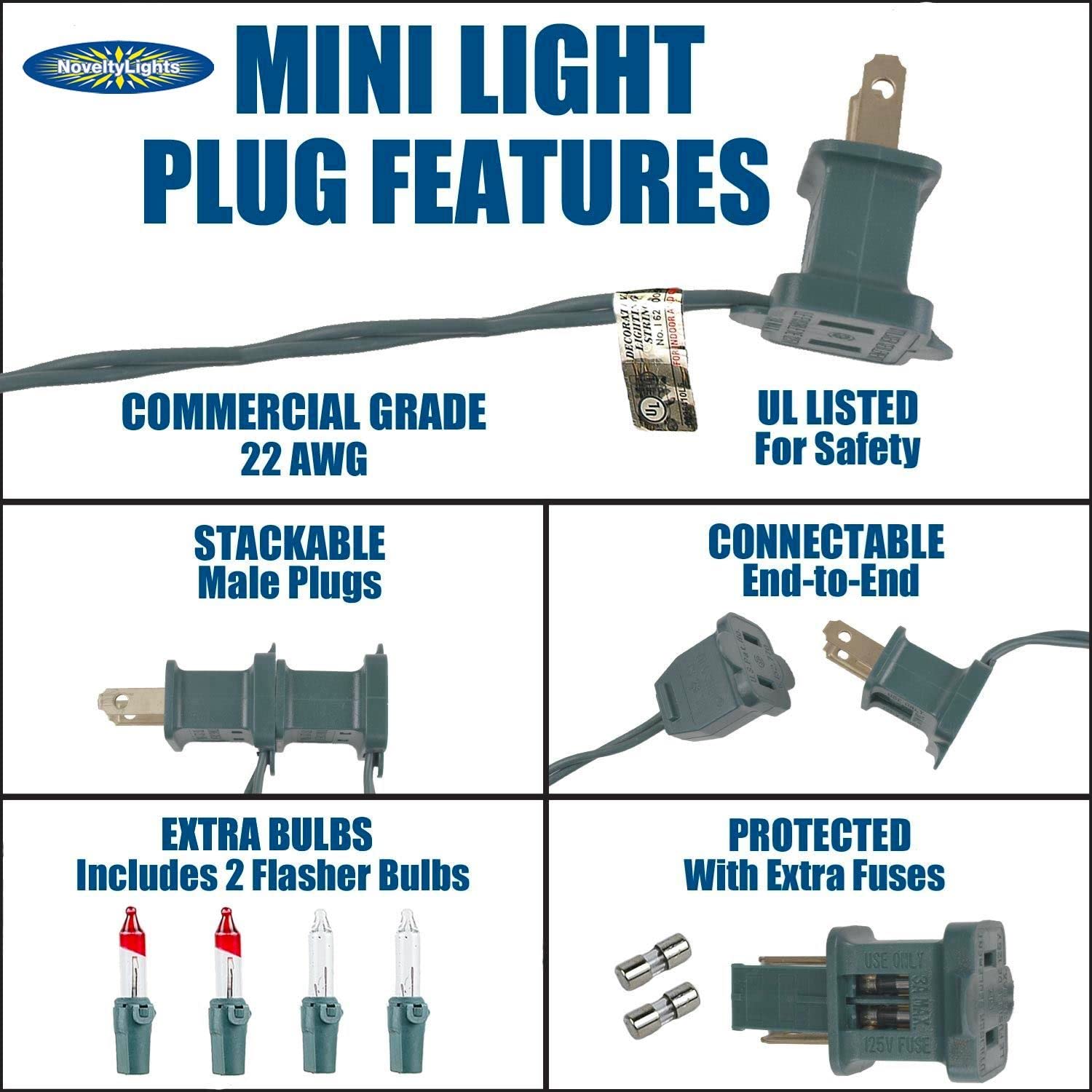 Novelty Lights 50 Light Purple Christmas Mini String Light Set, Green Wire, Indoor/Outdoor Ul Listed, 11' Long