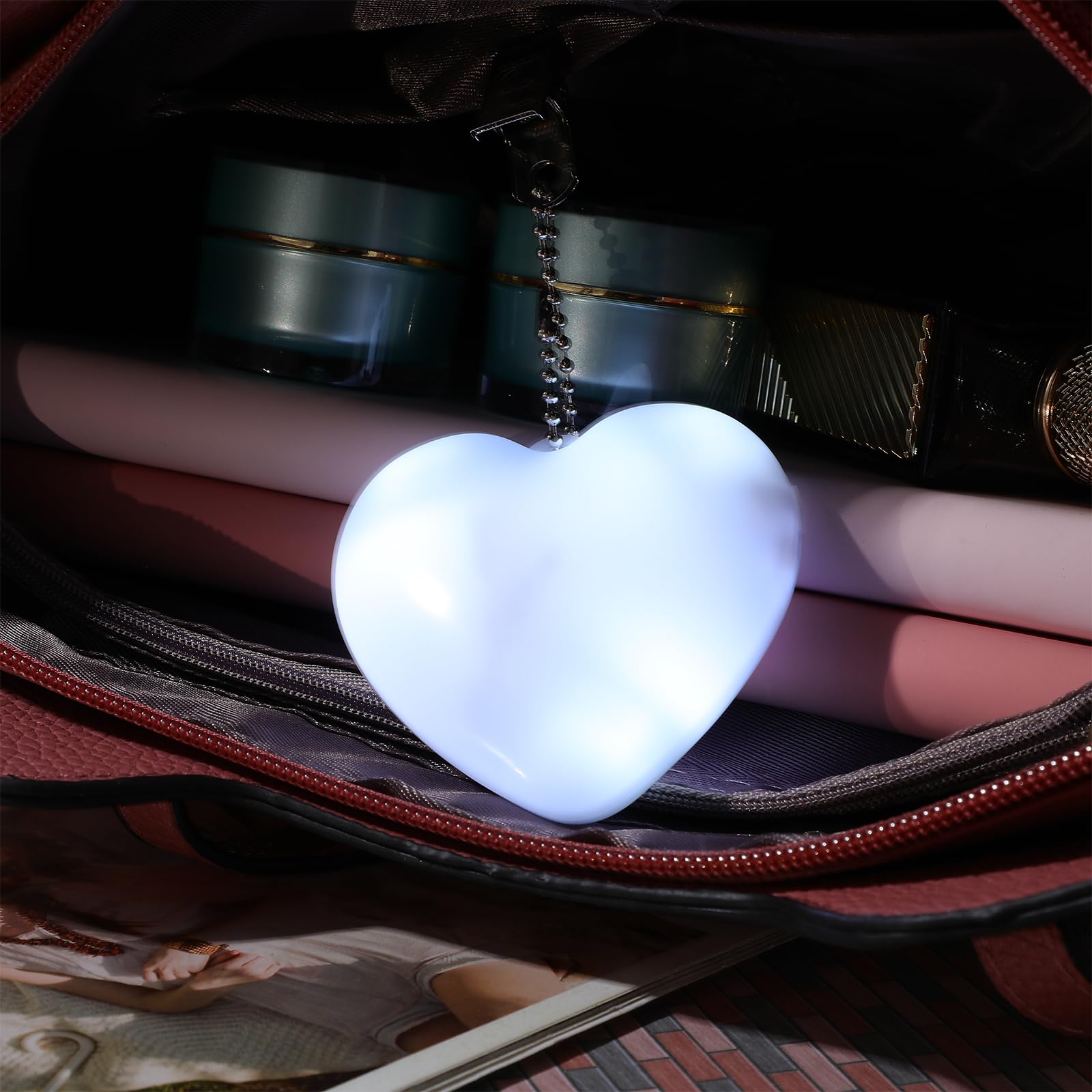 Uonlytech Purse Light Handbag Light Sensor Heart Shape Night Light 6.9x6.5x1.5cm White Model 54S20ZHM15DN8