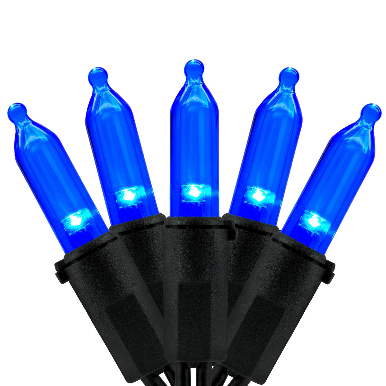 YULETIME 200 Blue LED Christmas Lights with Black Wire  Pack of 2 Strands 33 Feet 100 Lights UL Certified Holiday String Light Set