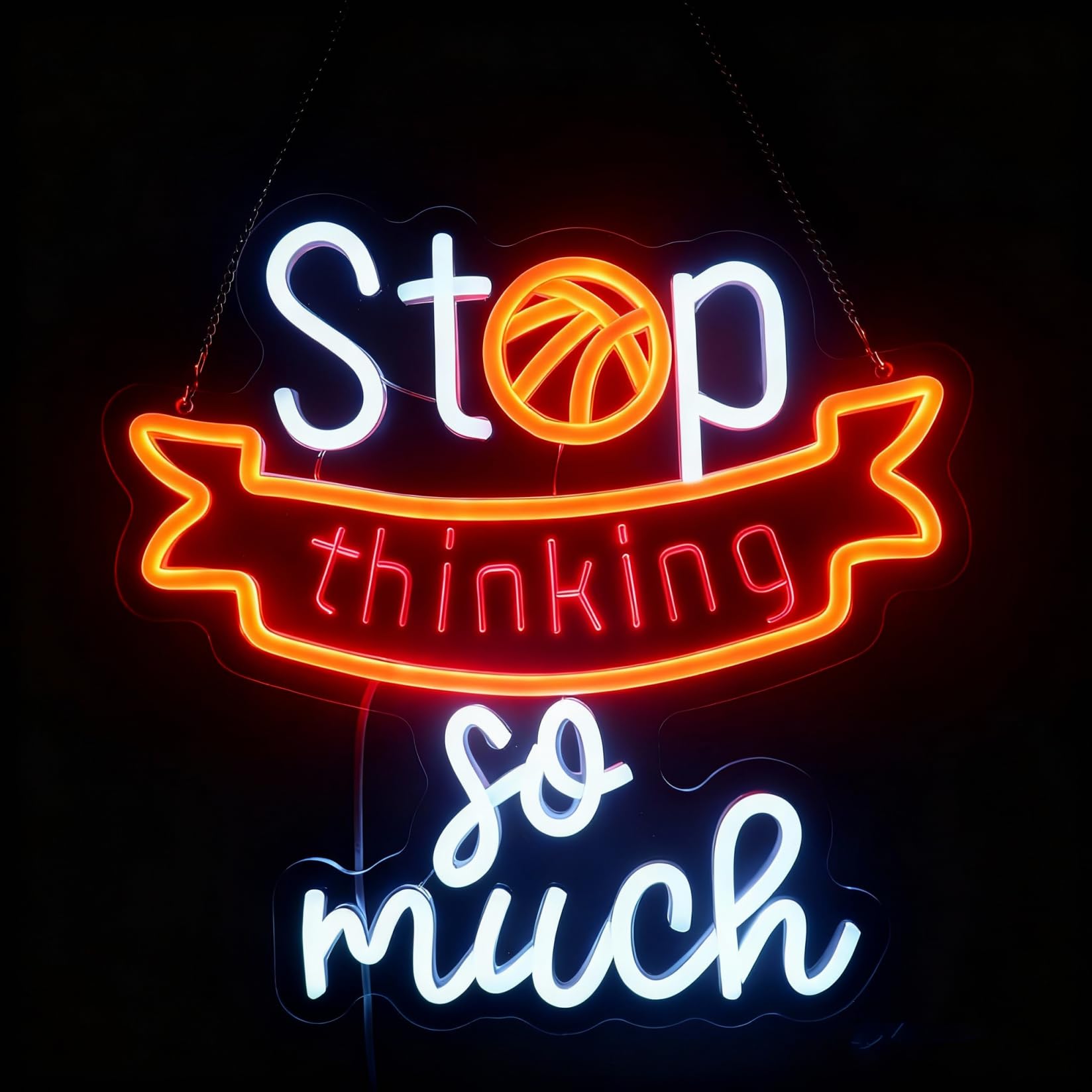 Basketball Neon Sign  Stop Thinking So Much Sport Neon Light Sign Led Decorations Light Up Signs  Basketball Club Lights  Game Room Wall Art Decorations Christmas Birthday Gifts