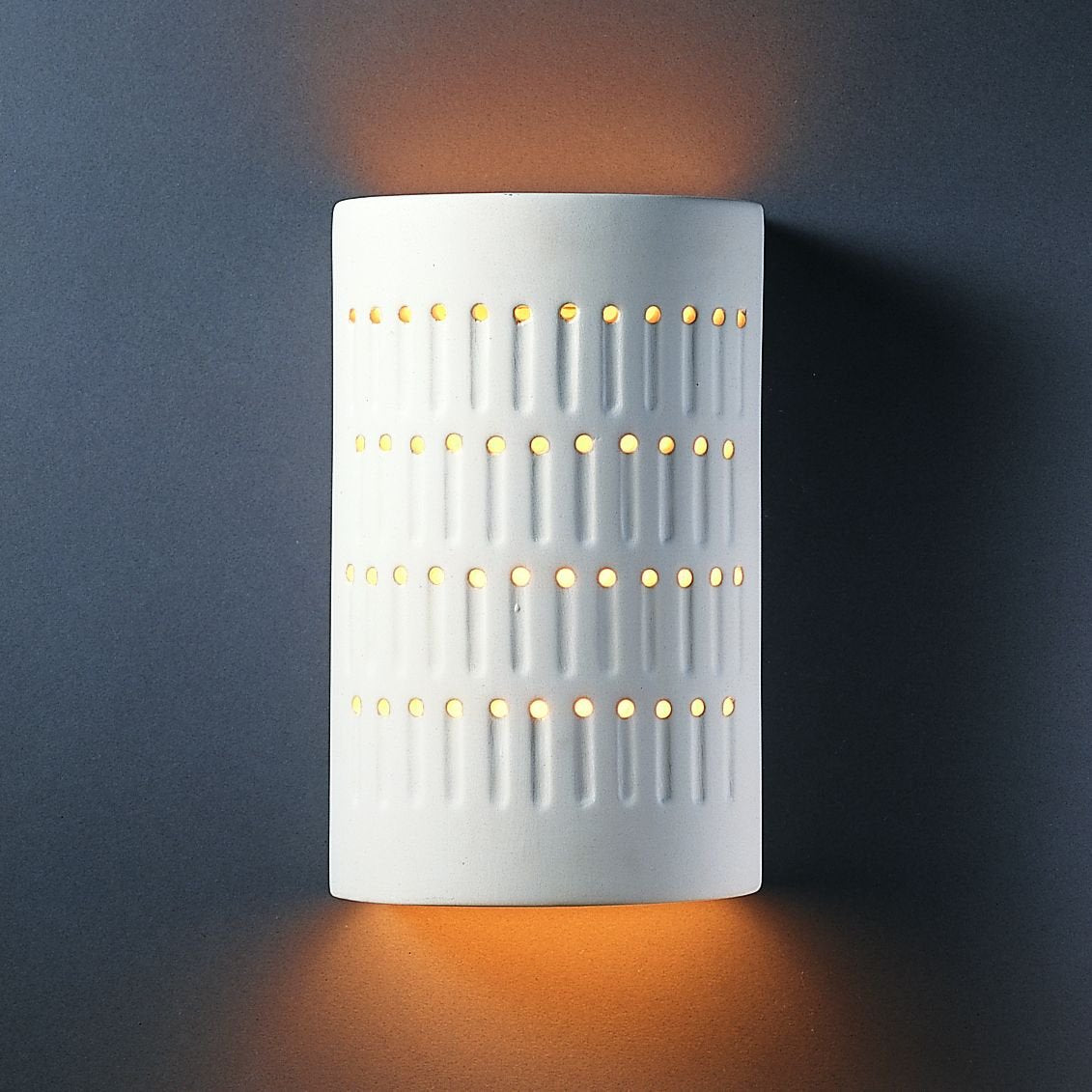 Ambiance - Small Cactus Cylinder - Open Top & Bottom Wall Sconce - Bisque - E26 - Incandescent