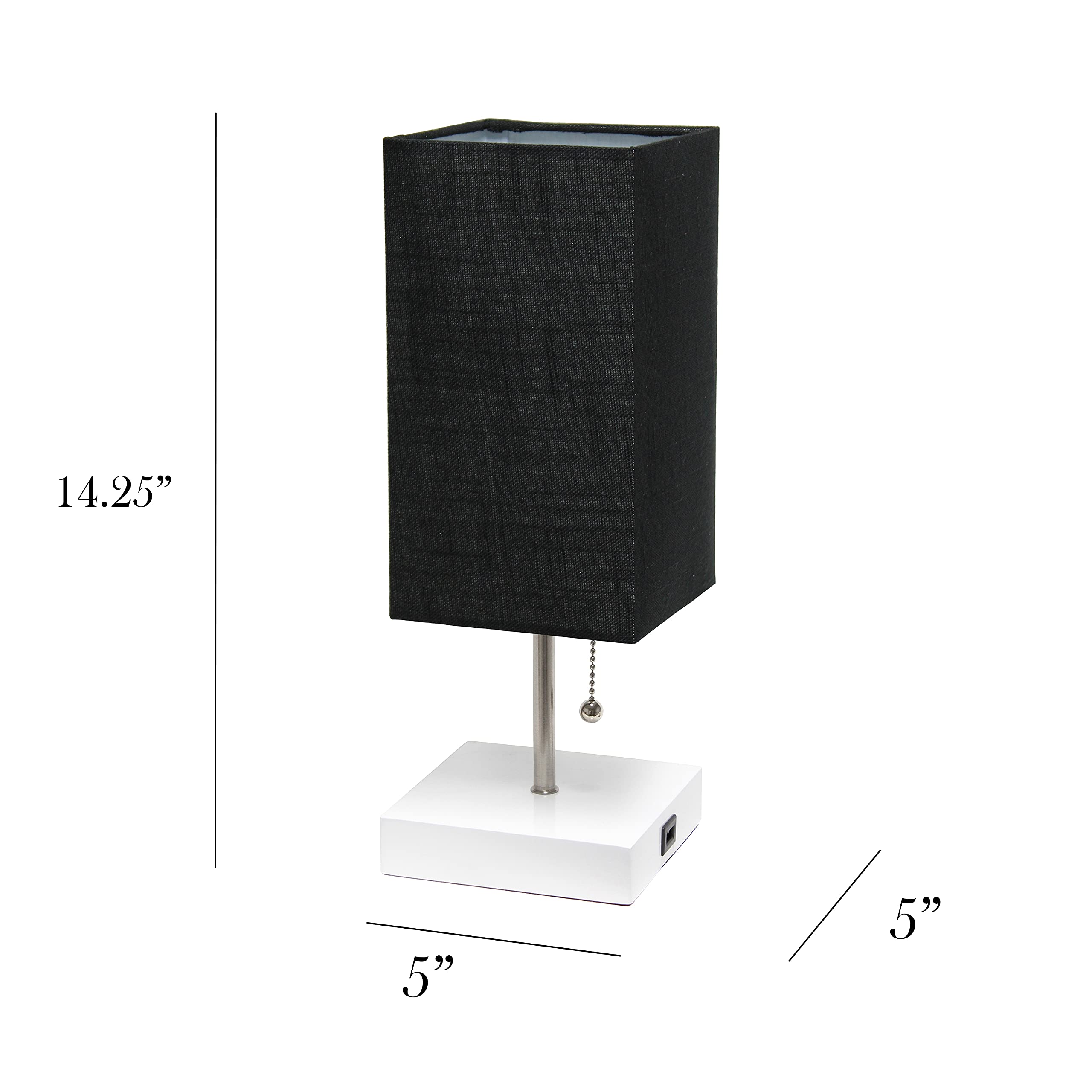 Simple Designs Lc2004-Baw-2Pk Usb Charging Port 2 Pack Bedside Lamp Set, White/Black