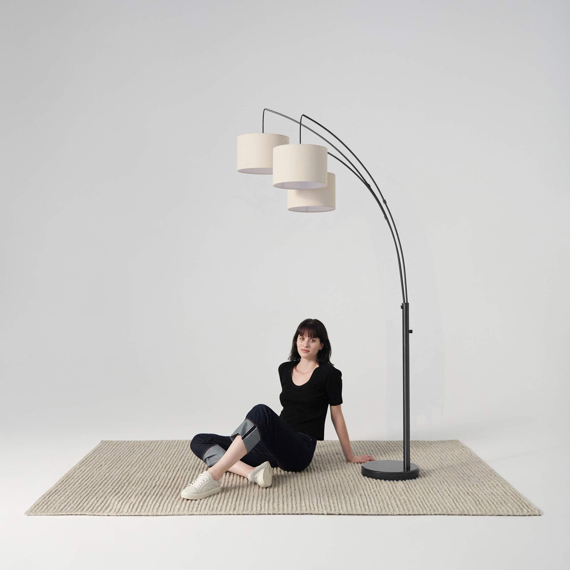 Brightech Trilage Arc Floor Lamp - Multi Head Black Tree Lamp for Living Room & Bedroom, Model 3Y-7I6N-JPOQ