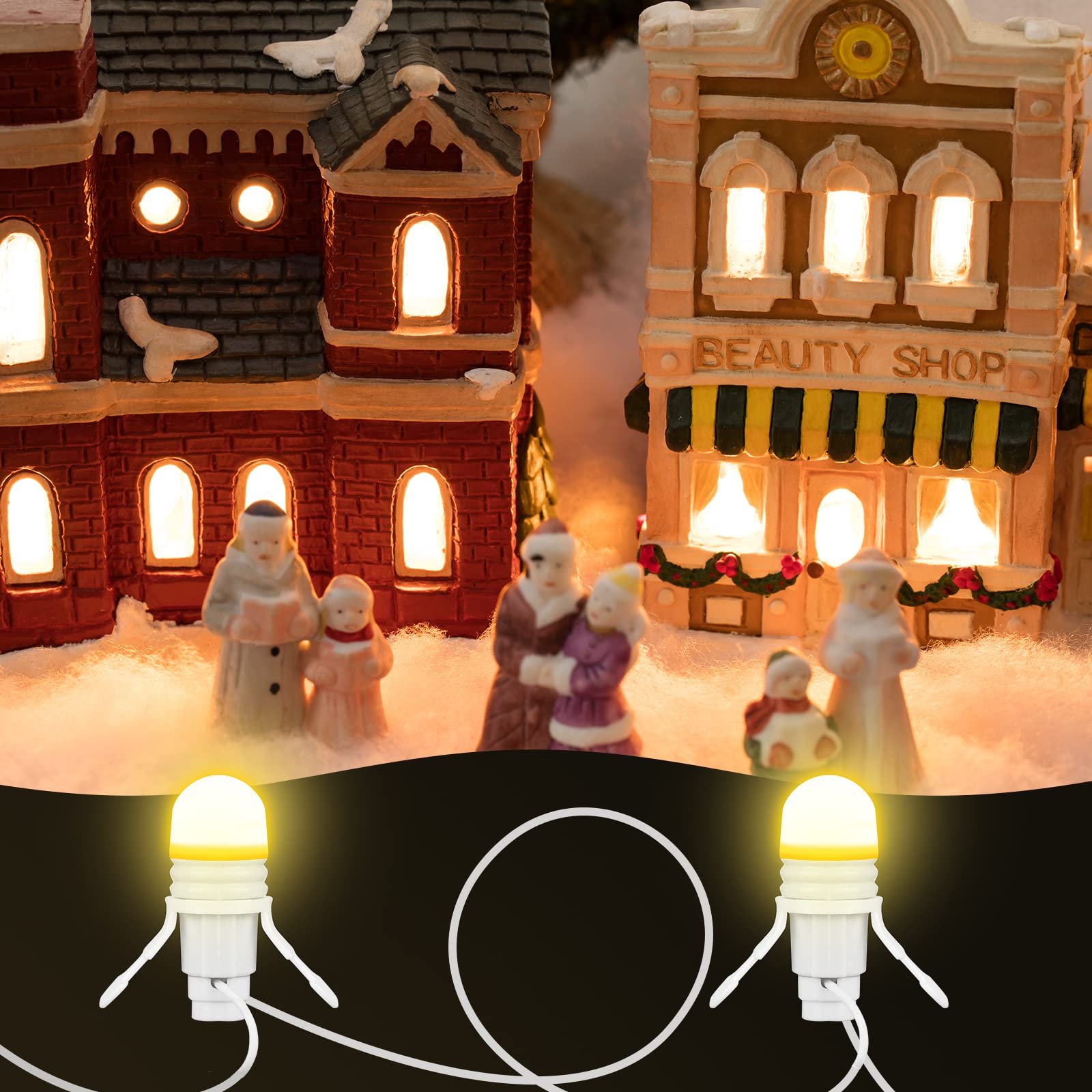 Kingdder 3 Pack Accessory Cord with LED Light Bulb Lamp Cord with Switch Halloween Christmas Village Light Cord Blow Mold LED Li