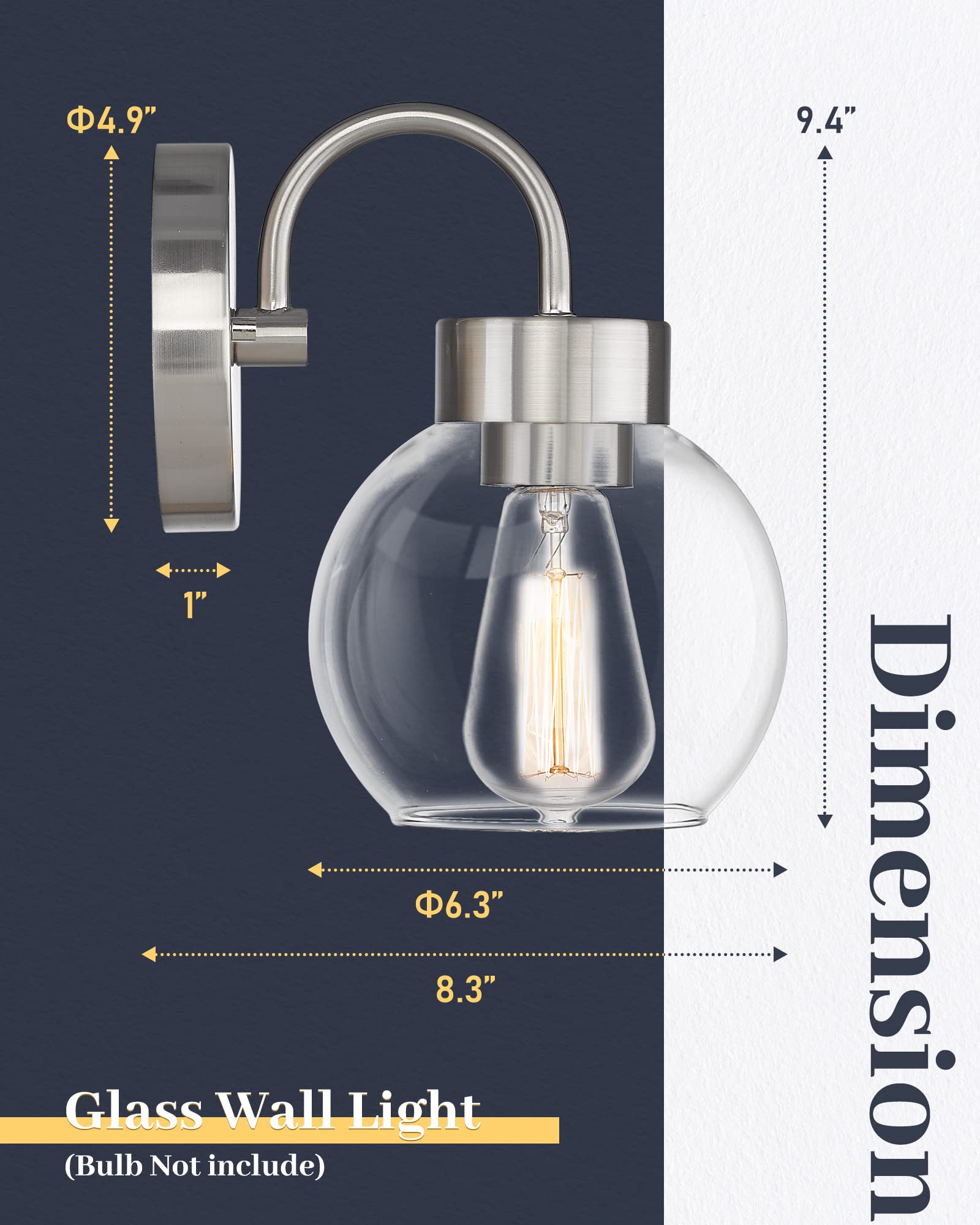Eapudun Bathroom Light Fixtures Over Mirror, 1-Light Brushed Nickel Wall Sconces, Modern Vanity Light Porch Lamp, Hallway,Bedroo