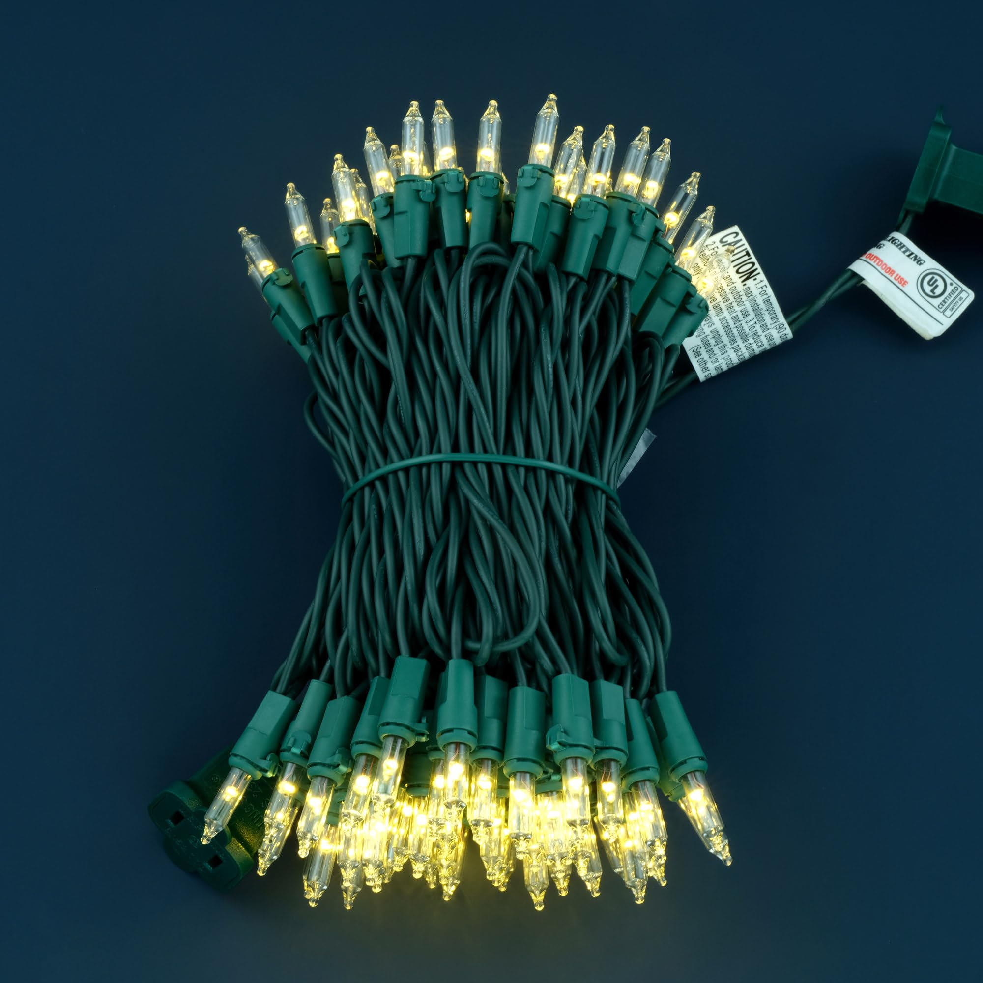 YULETIME Frosted White Christmas Lights, 200 Count, 66 Feet, UL Certified, Copper Wire, Model DDS-L-100E/2F, Pack of 2 Sets