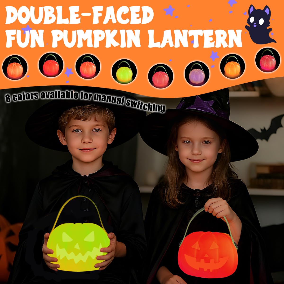 LEDHOLYT Night Light for Kids, Rechargeable LED Pumpkin Cordless Lamp with Control, 7 Colors Dimmable Halloween Lamp for Bedroom