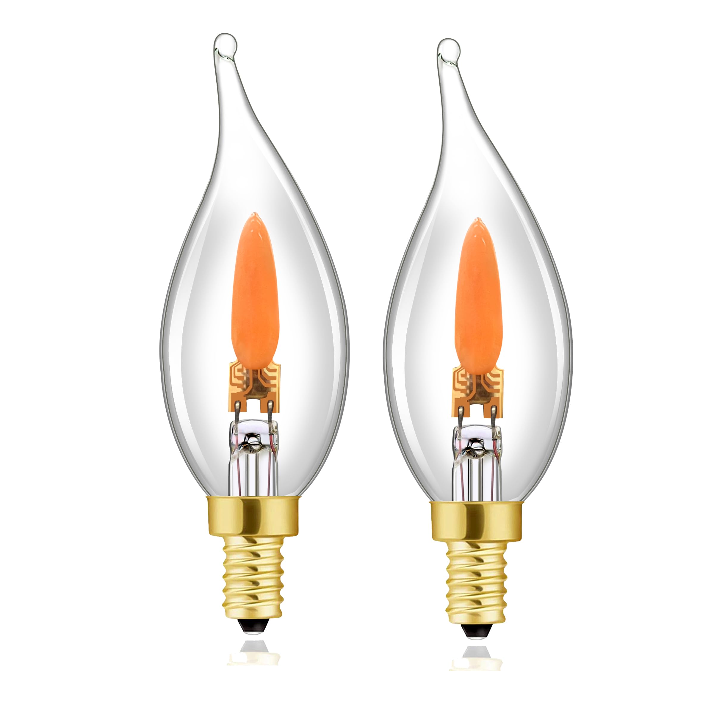 XININSUN Flickering Flame Light Bulbs,E12 LED Flickering Flame Decoration Led Bulbs, Candelabra Flickering Fire Light Bulb for H