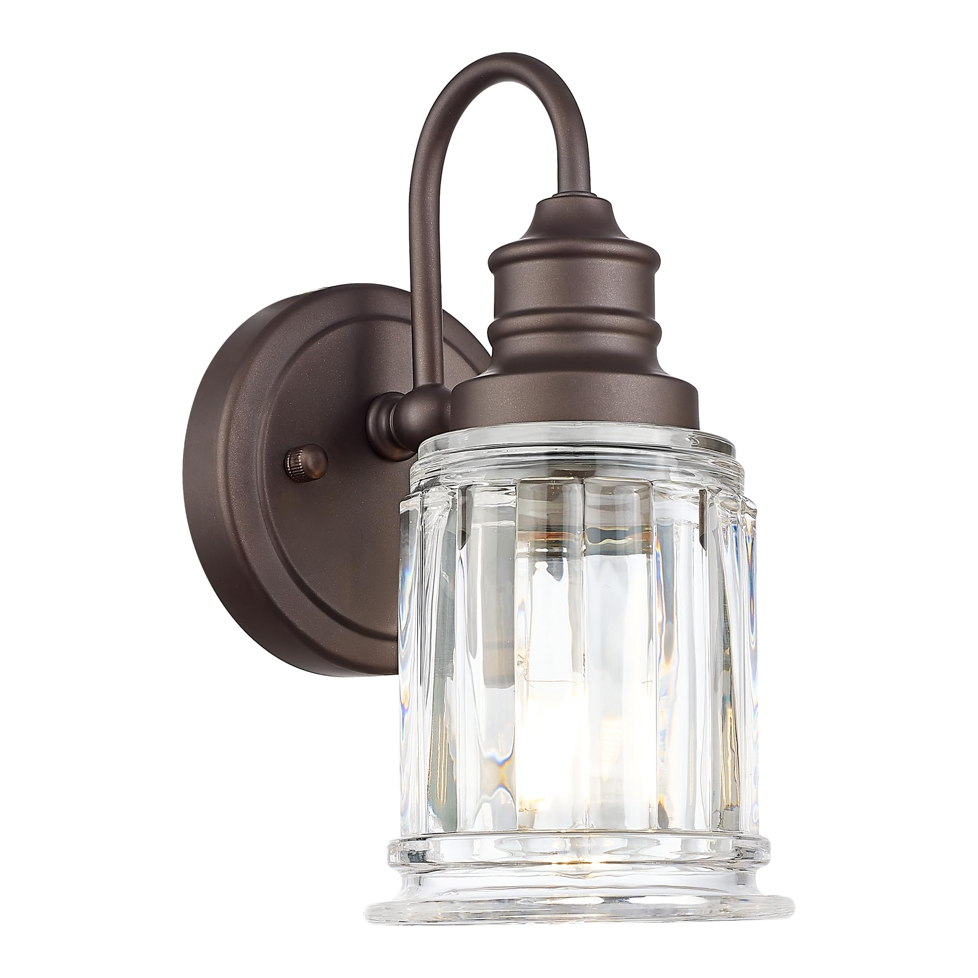 5 Light Bathroom Vanity Light - HWH Farmhouse Vanity Lights for Bathroom Wall Light Fixtures Over Mirror Oil-Rubbed Bronze  Bell-Shaped Fluted Clear Glass  5HZG106B-5W ORB