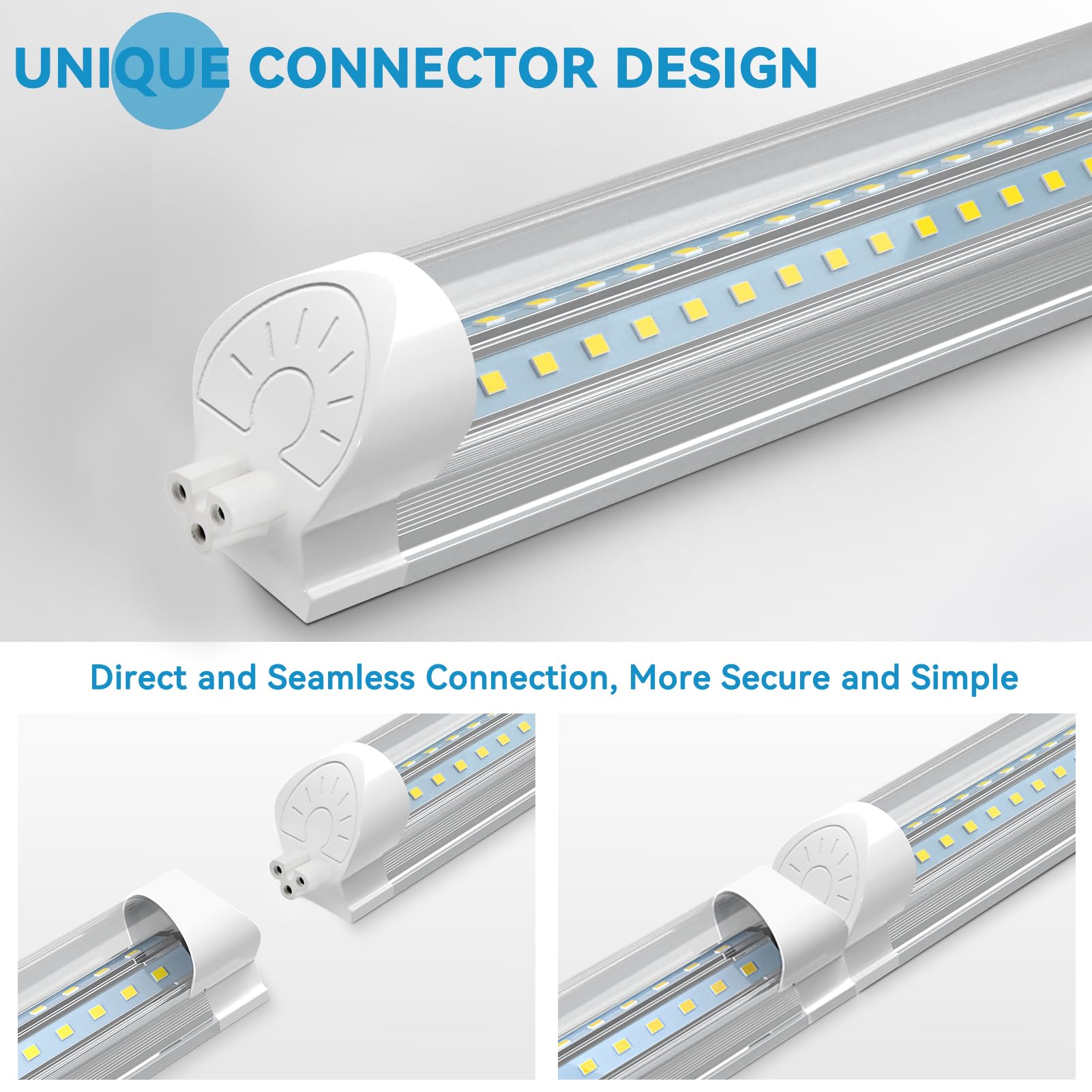 SHOPLED 4FT LED Shop Light, 40W 5500LM, Linkable V-Shape T8 Tube, 12-Pack, Aluminum, ETL Listed