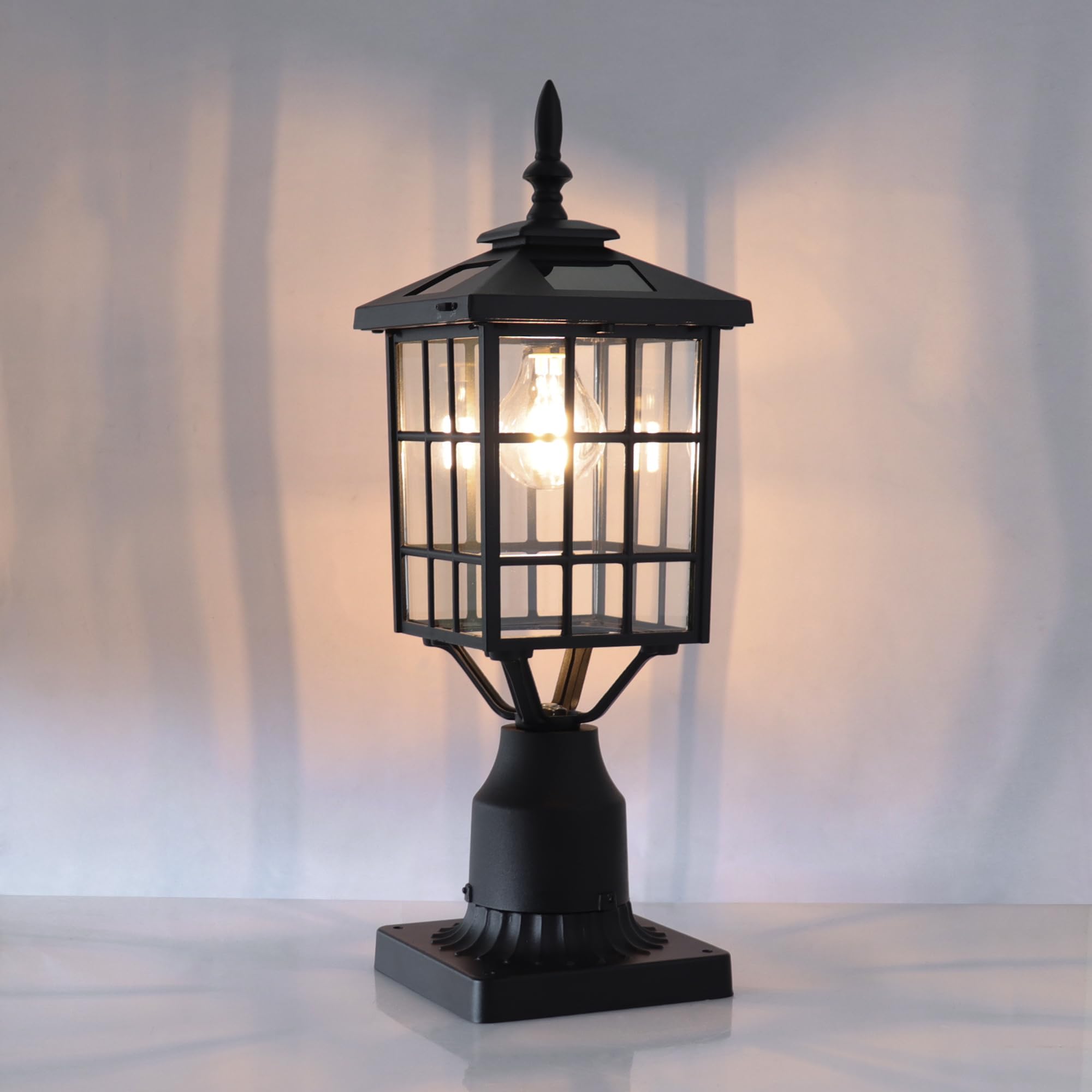 Kemeco Outdoor Solar Post Lights, Black Cast Aluminum, Warm White LED, ST4224Q-2, 2 Pack Lamp