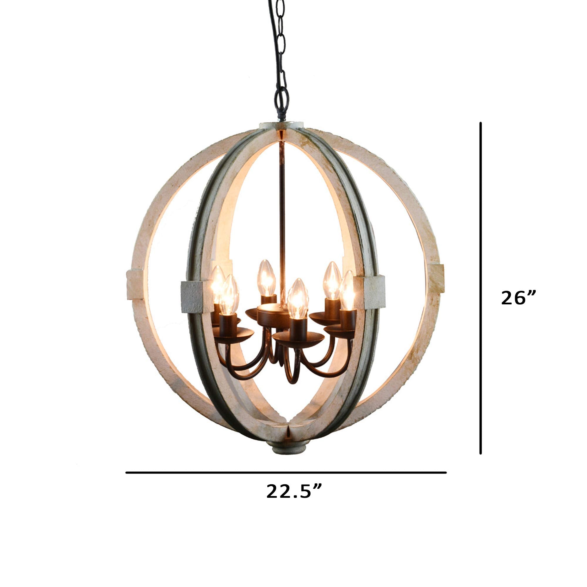 A&B Home Calder Wooden Chandelier, 22.5L x 22.5W x 26H
