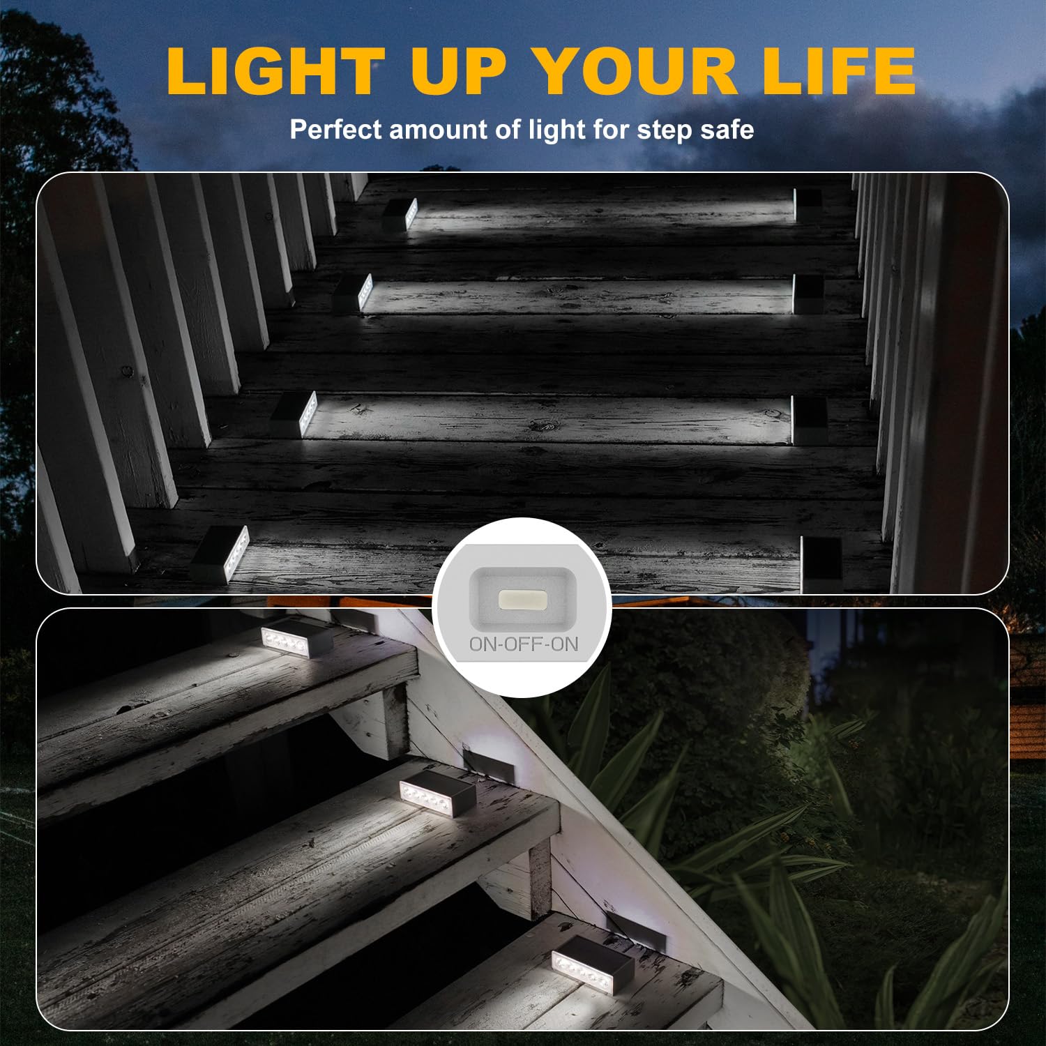 T-Sun Solar Step Light Outdoor, 6 Pack Solar Stair Lights, 6000K Solar Step Lights Waterproof Led Outdoor Step Lights For Deck C