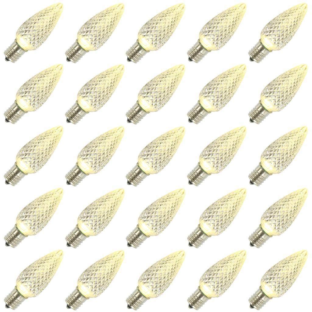 Vickerman C9 Led Warm White Faceted Twinkle Replacement Bulb, Package Of 25