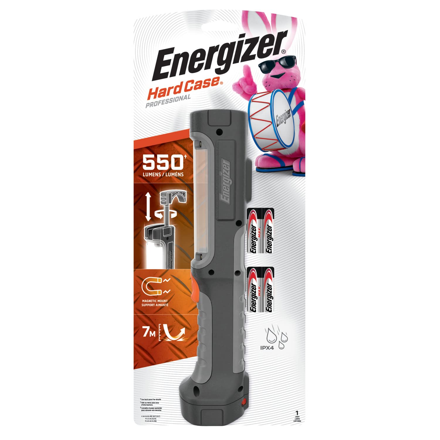 Energizer HC-550 LED Flashlight - Water Resistant, Magnetic Work Light, AA Batteries Included, Multicolor, One Size