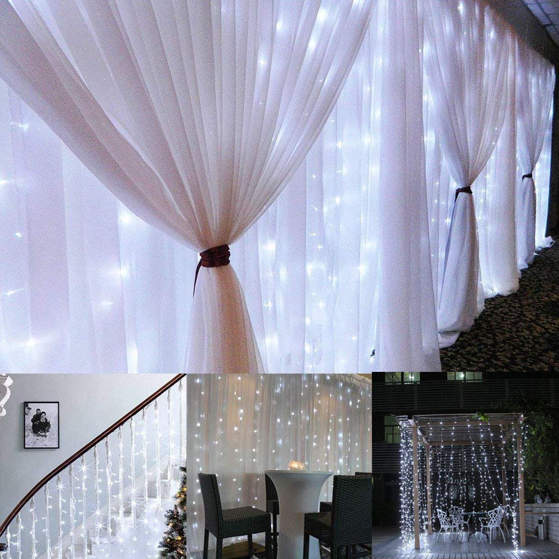Geanmoki 306 LED Window Curtain String Light Wedding Party Home Garden Bedroom Outdoor Indoor Wall Decorations