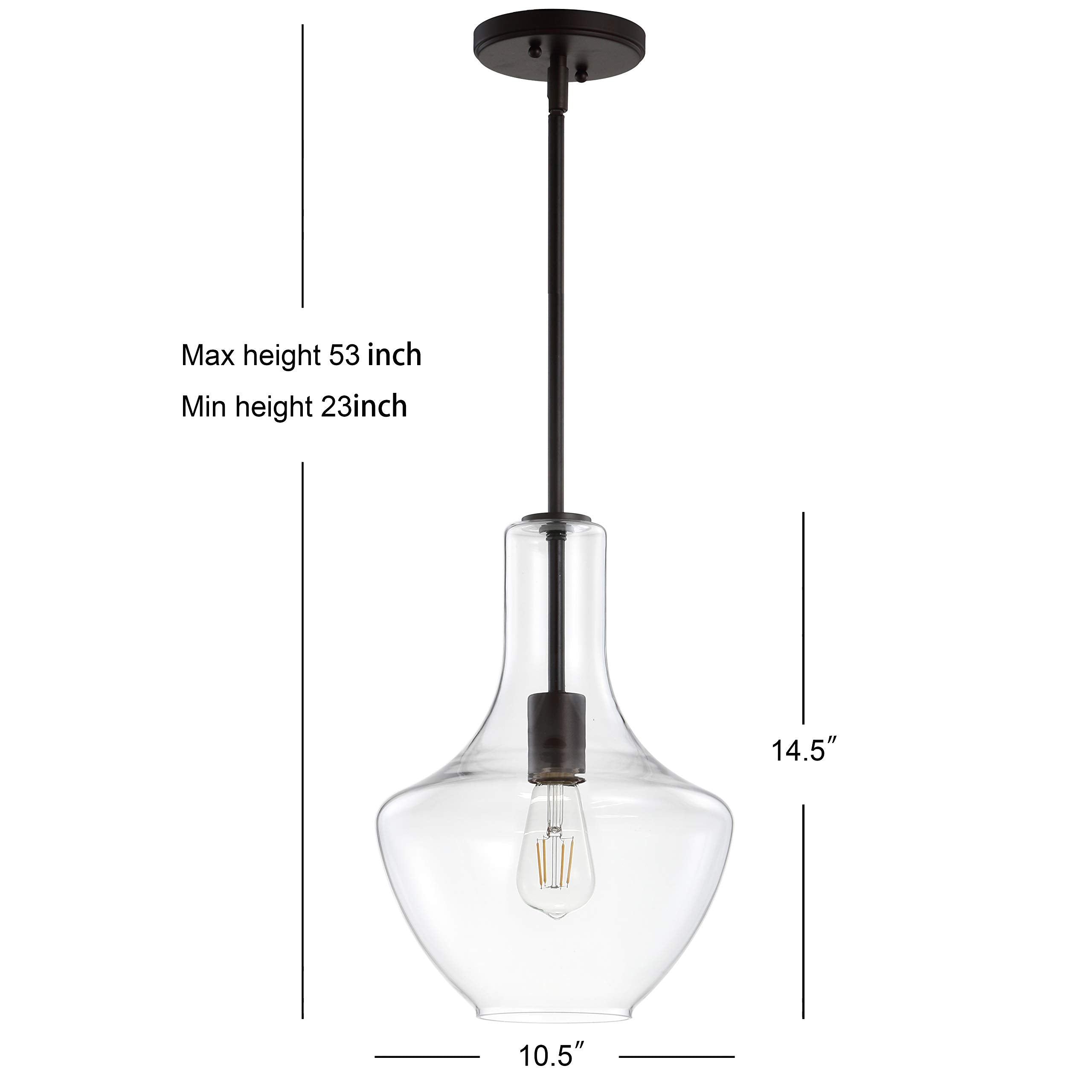 JONATHAN Y LED Pendant Light, 10.5in Glass/Metal, Dimmable, Oil Rubbed Bronze/Clear, Model JYL6400B