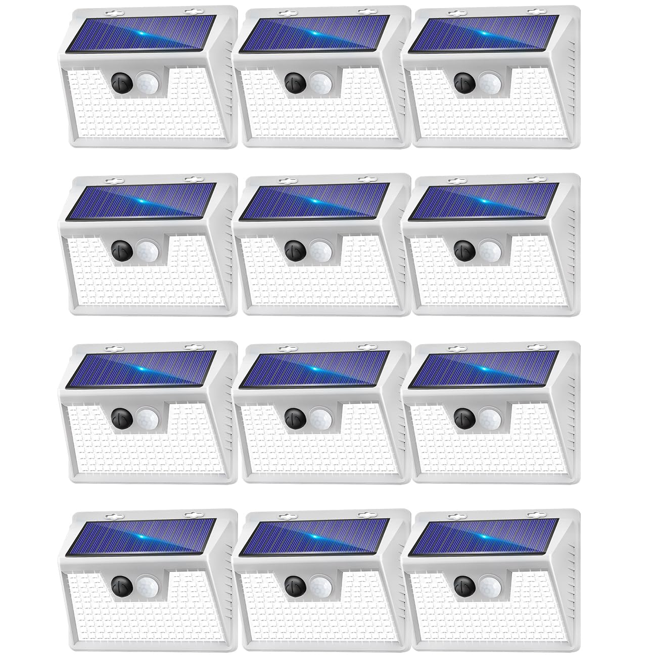 Solar Lights Outdoor 12 Pack, 140LED/3 Modes Motion Sensor Outdoor Lights Solar Powered, Wireless IP65 Waterproof Solar Wall Lig