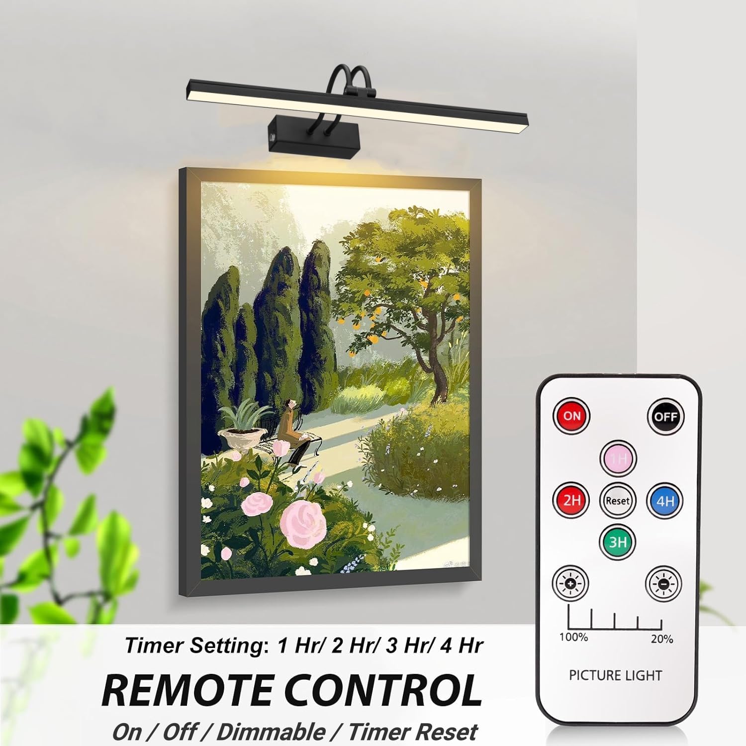 Funchday Picture Light, Wireless Rechargeable Gallery Light With Remote, 280Lm Dimmable Painting Art Lighting Battery Operated,