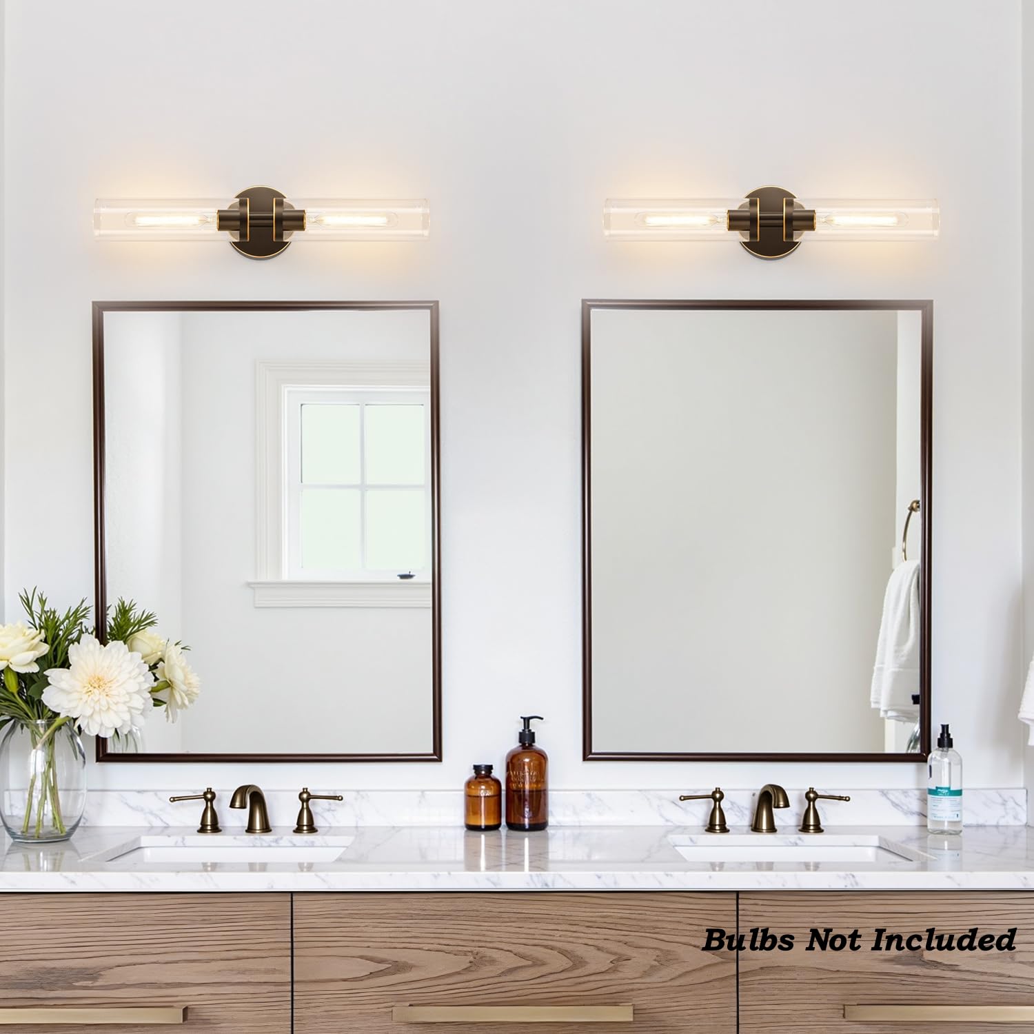 Wall Sconces Set Of Two, Hardwired Brown Bathroom Sconces Wall Lighting With Clear Glass, Modern Sconces Wall Decor Set Of 2 Wal