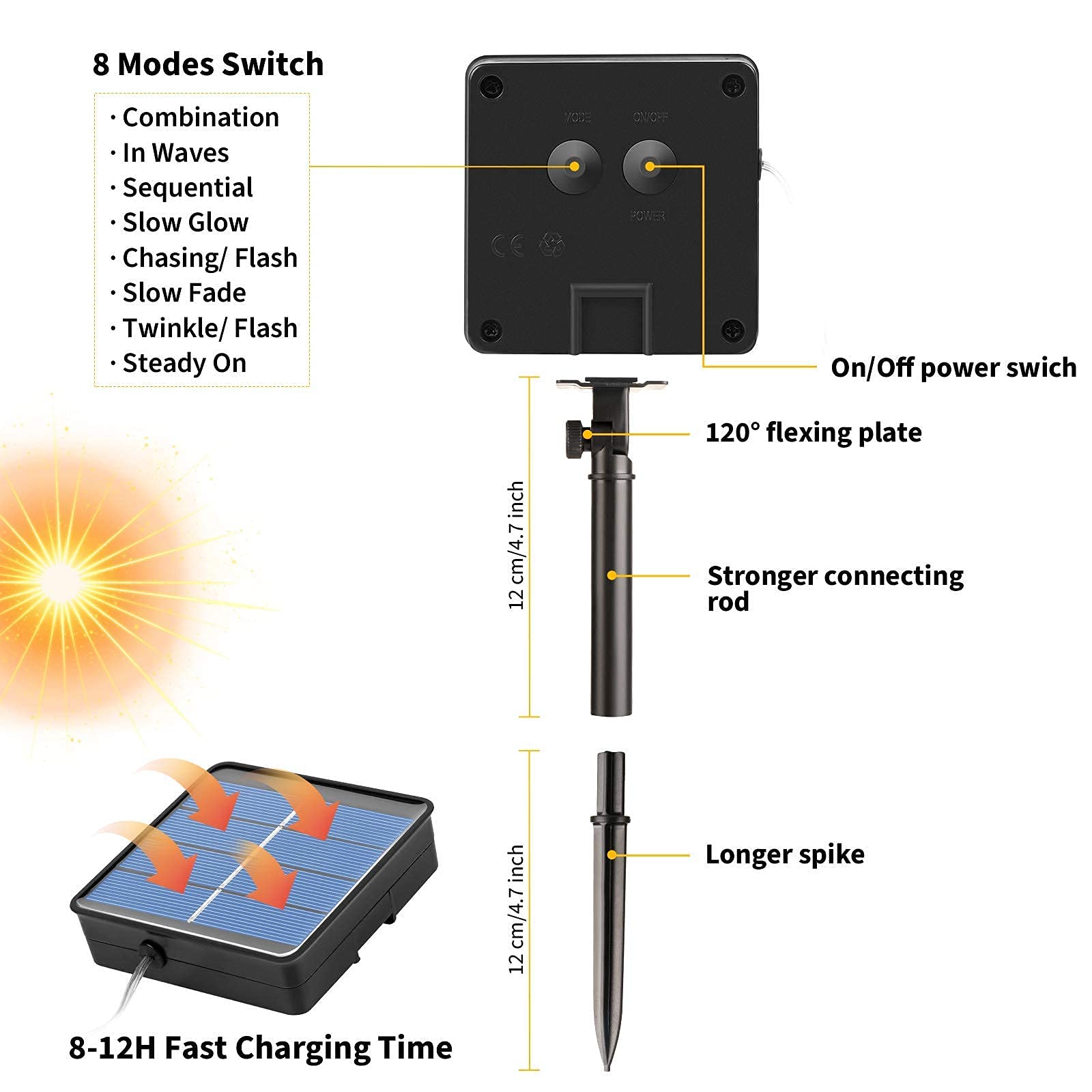 Solar Rope String Lights Outdoor 2 Pack 39 Feet 100 Led Waterproof Solar Powered Fairy Lights With 8 Lighting Modes, Copper Wire Pvc Tube Lights For Garden Wedding Party Diy Decor (Warm White)