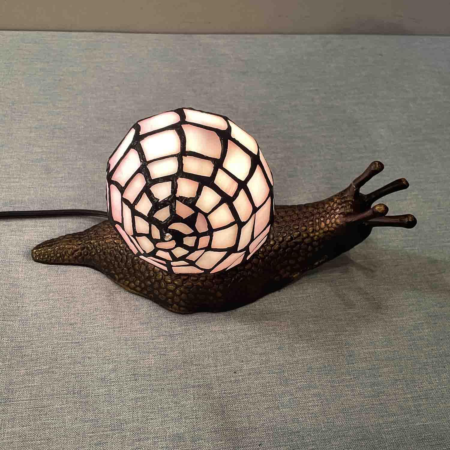 Bieye Tiffany Style Stained Glass Accent Table Lamp, Pink, 10" D x 5" W x 5" H, Model L10962, Home Decor