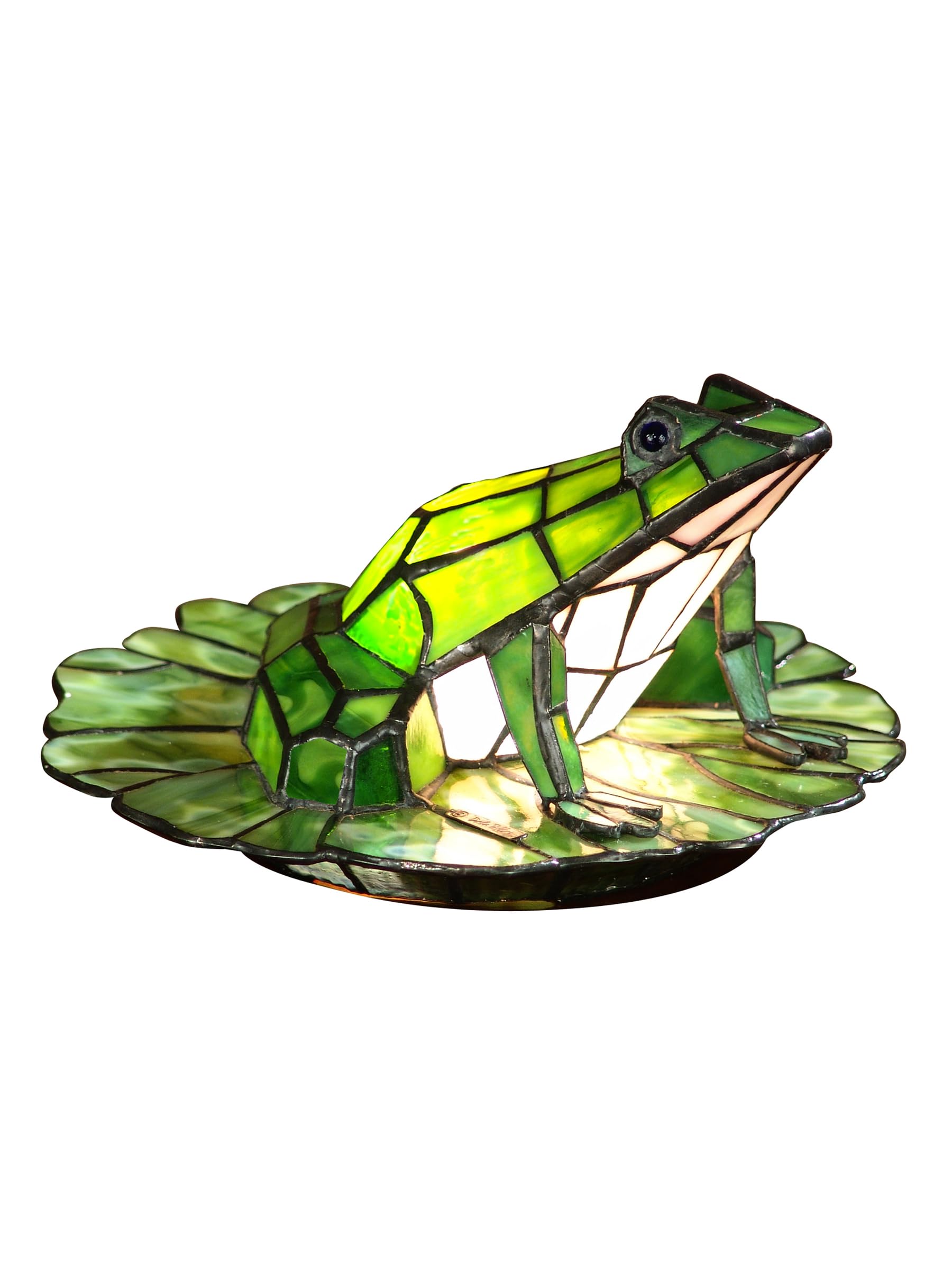 Dale Tiffany Frog Lily Accent Lamp, Glass, Model TA101231, 7.5x12x12 inches, Green