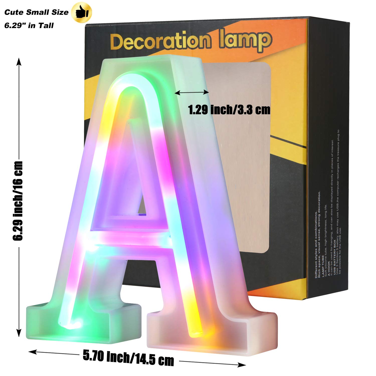 Warmthou Neon Letter Lights - Usb/Battery Powered Colorful Letter A Sign For Home Decoration, Wedding, Christmas, Birthday Party